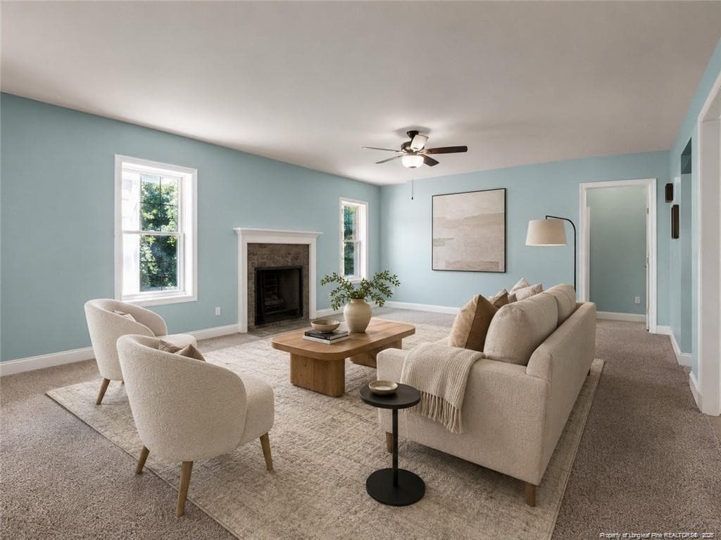 Living room Virtually Staged - 6132 Shannon Woods Way, Hope Mills, NC 28348
