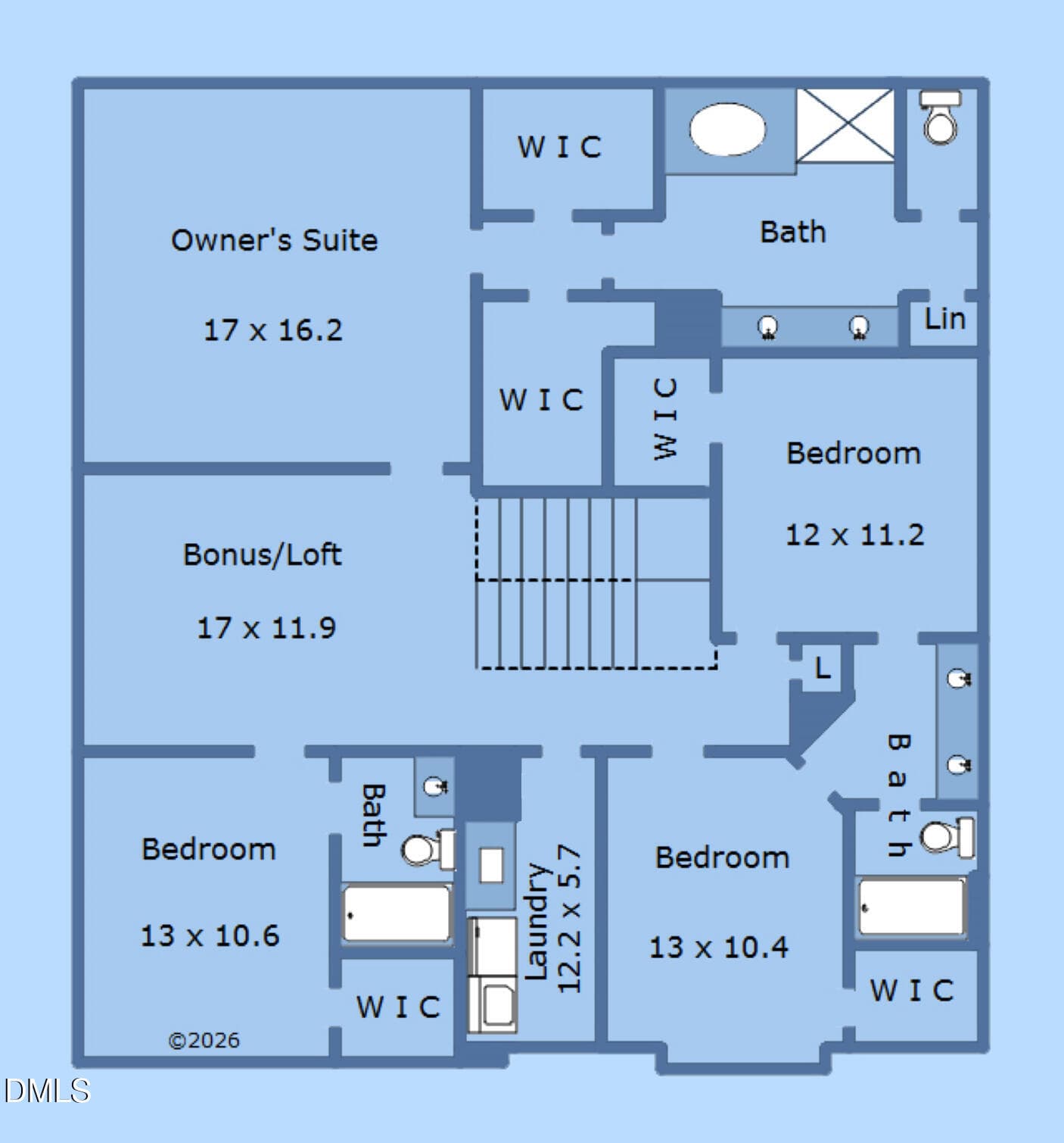Floor Plan 2nd Floor - 819 Lake Artesia Lane, Fuquay Varina, NC 27526