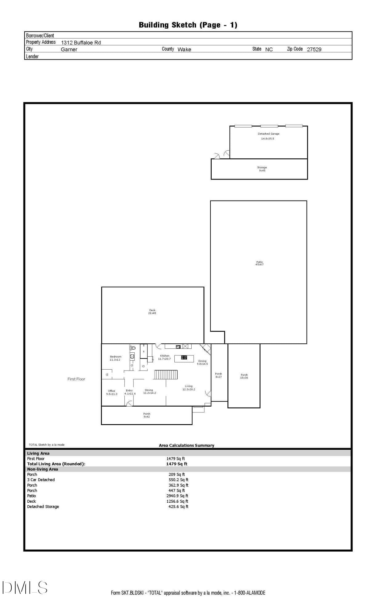 1312 Buffaloe Road Sketch_Page_1 - 1312 Buffaloe Road, Garner, NC 27529, Garner