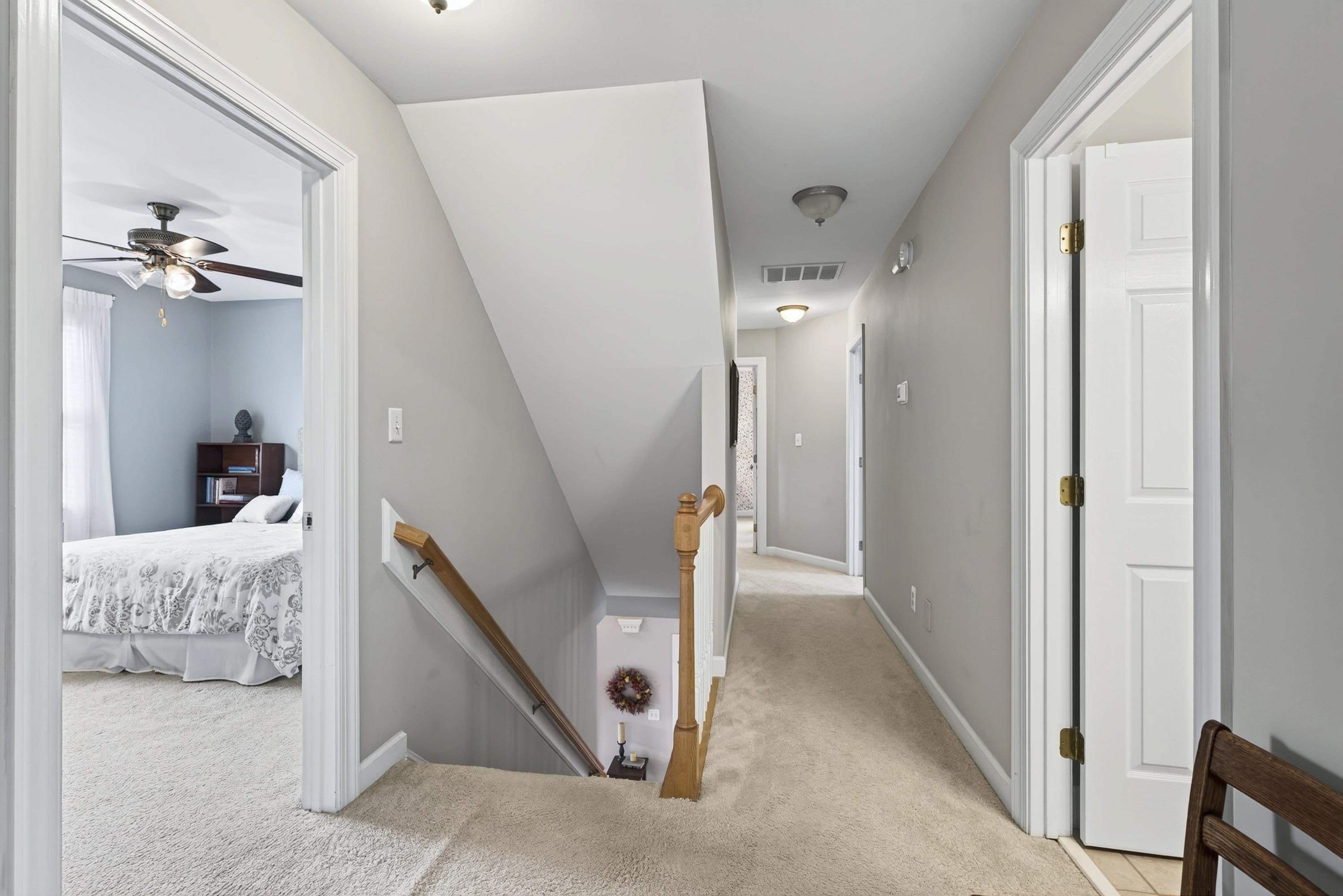 Main Staircase/Hallway to upper level - 3024 Whitehart Lane, Raleigh, NC 27606, Raleigh