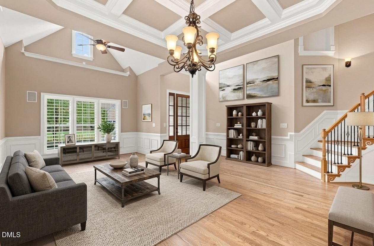 Living Room Virtual Staging - 702 Cambridge Hall Loop, Apex, NC 27539
