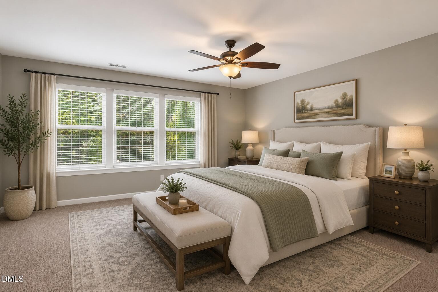 Staged Primary Bedroom - 12 E Willow Trace Way, Clayton, NC 27527