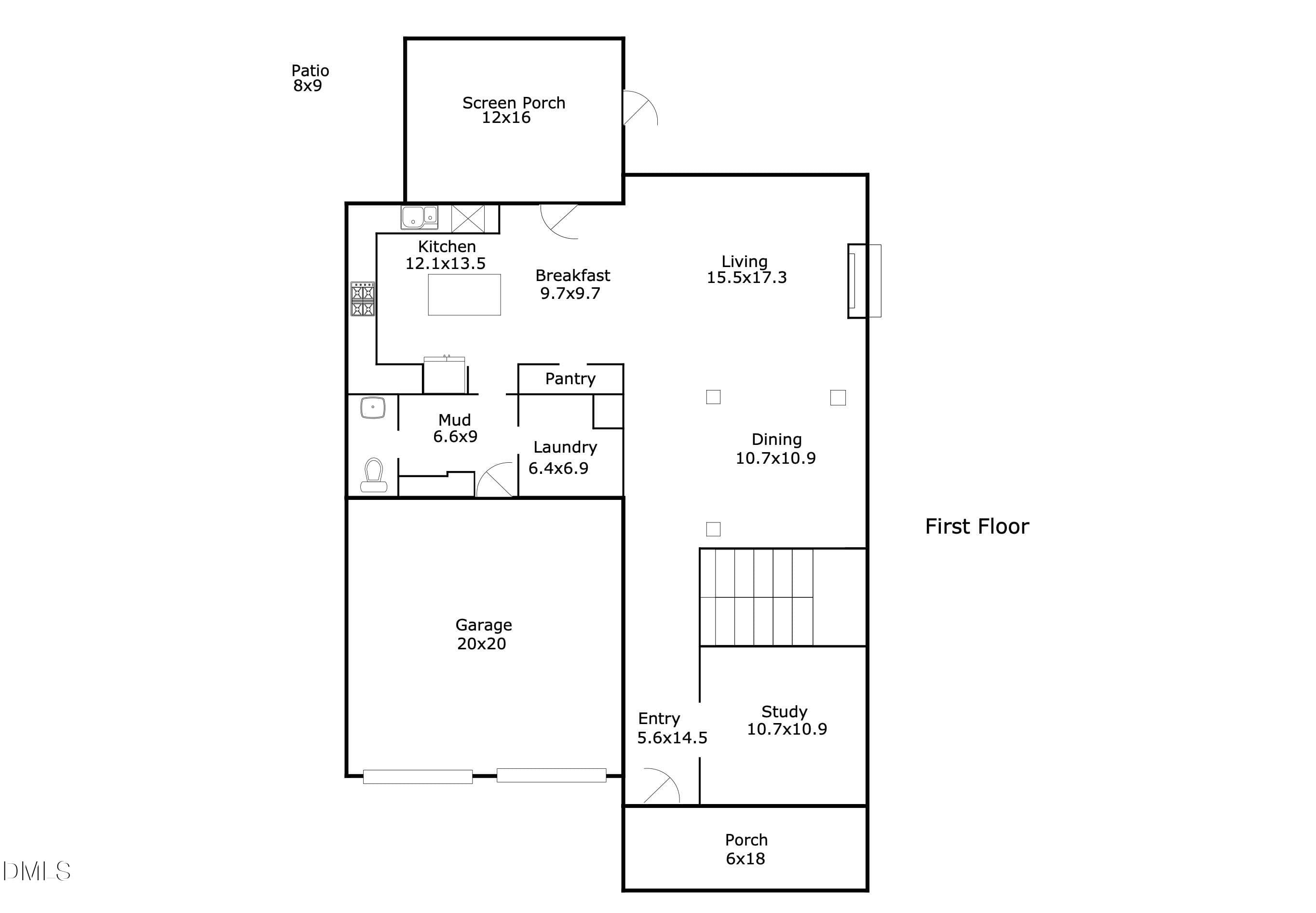 1st Floor Layout - 343 Dark Forest Drive, Chapel Hill, NC 27516, Chapel Hill