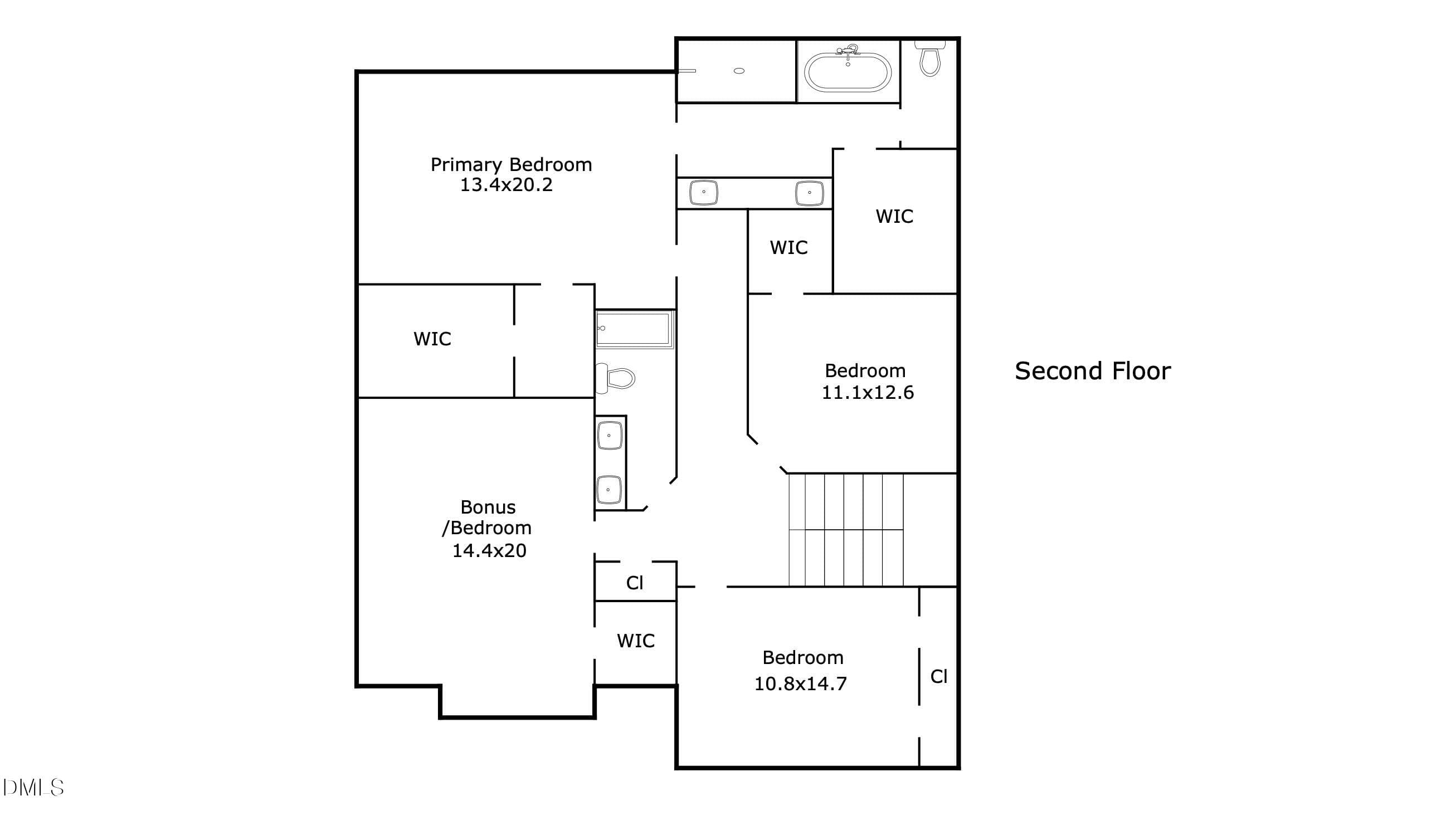 2nd Floor Layout - 343 Dark Forest Drive, Chapel Hill, NC 27516, Chapel Hill