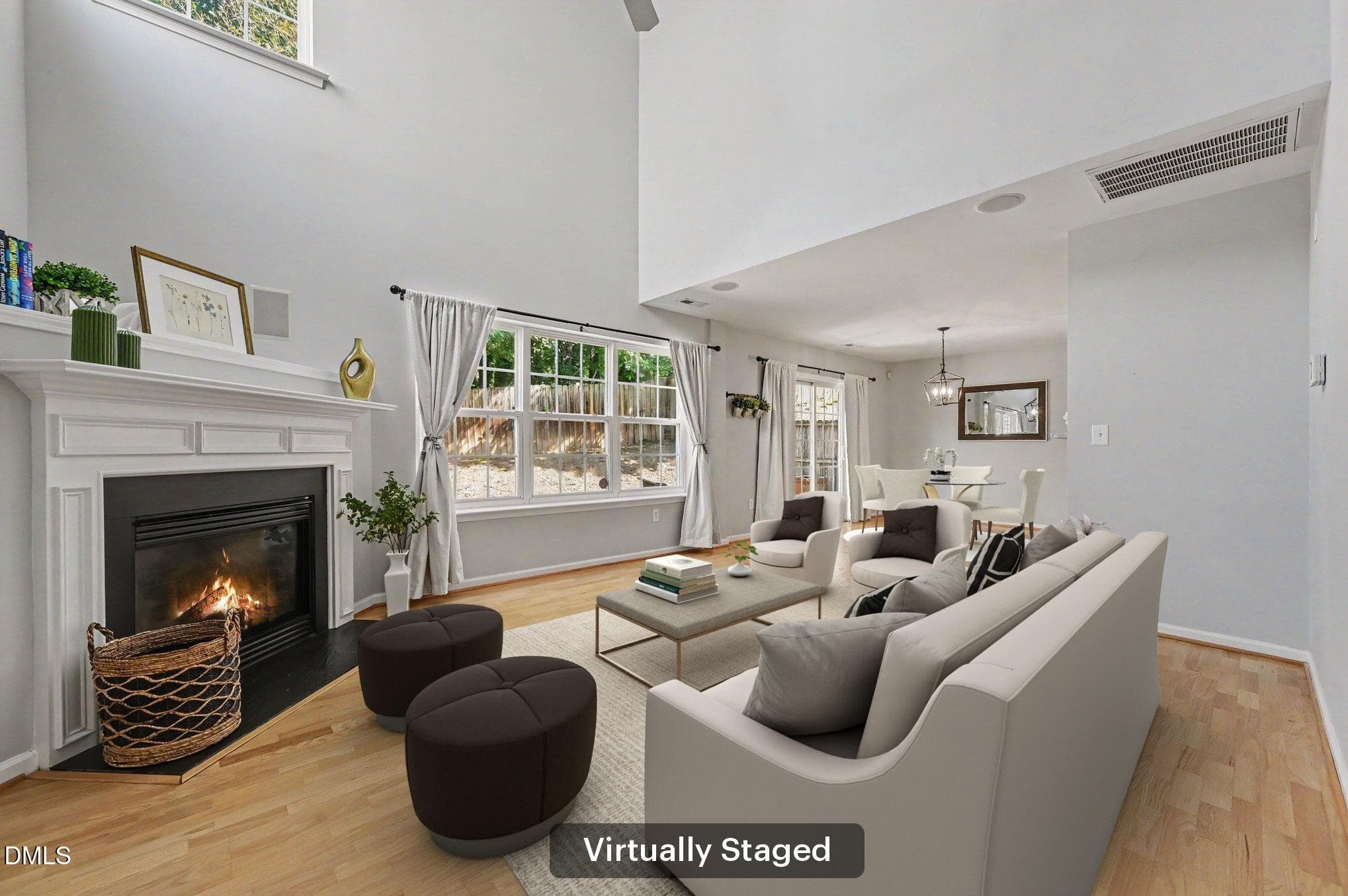 Virtually Staged fmily_room_to_dining - 1207 Orchard Oriole Lane, Durham, NC 27713, Durham