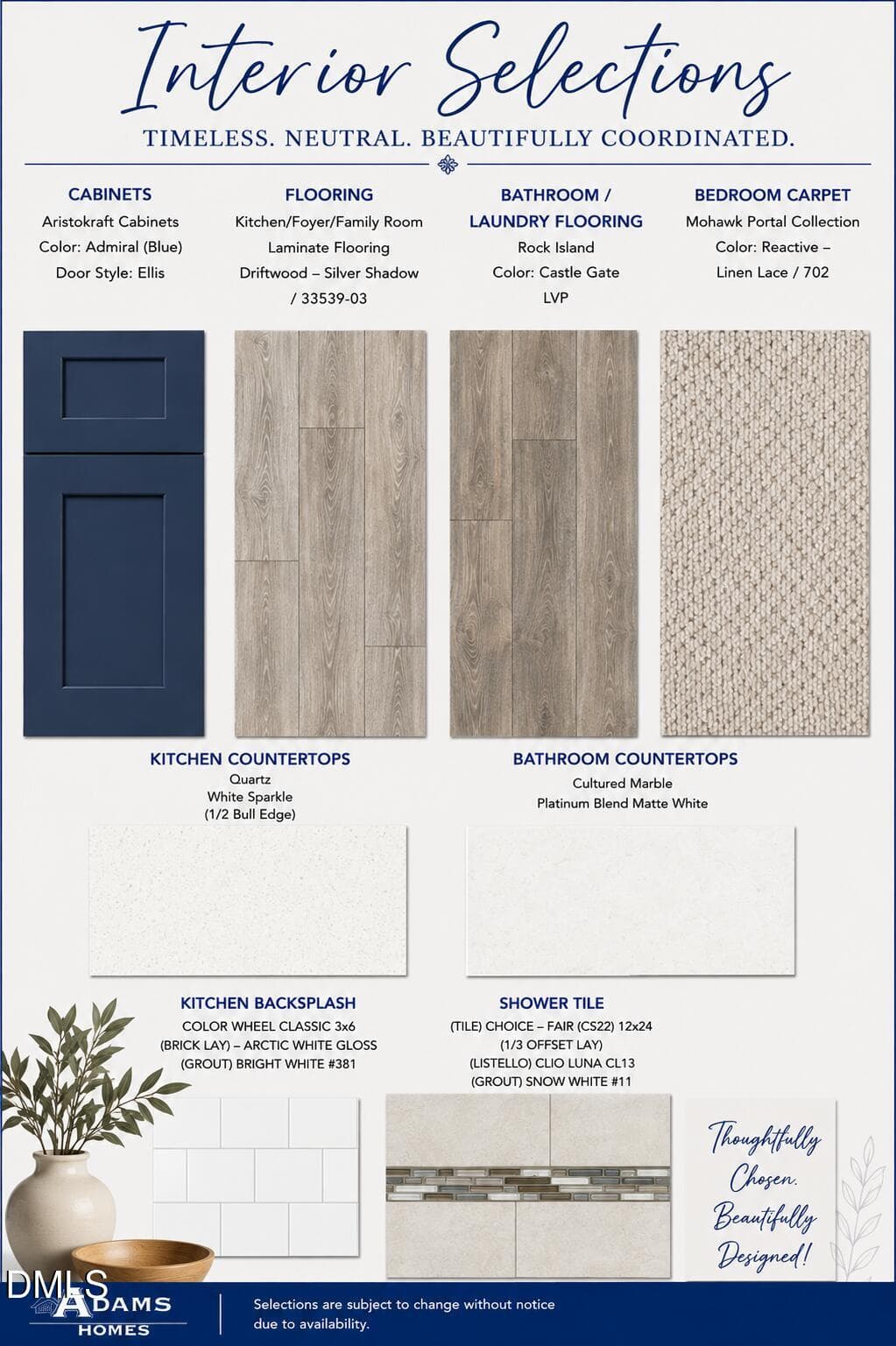 Lot 28 Interior Color Selections - 130 Deep Blue Trail, Middlesex, NC 27557