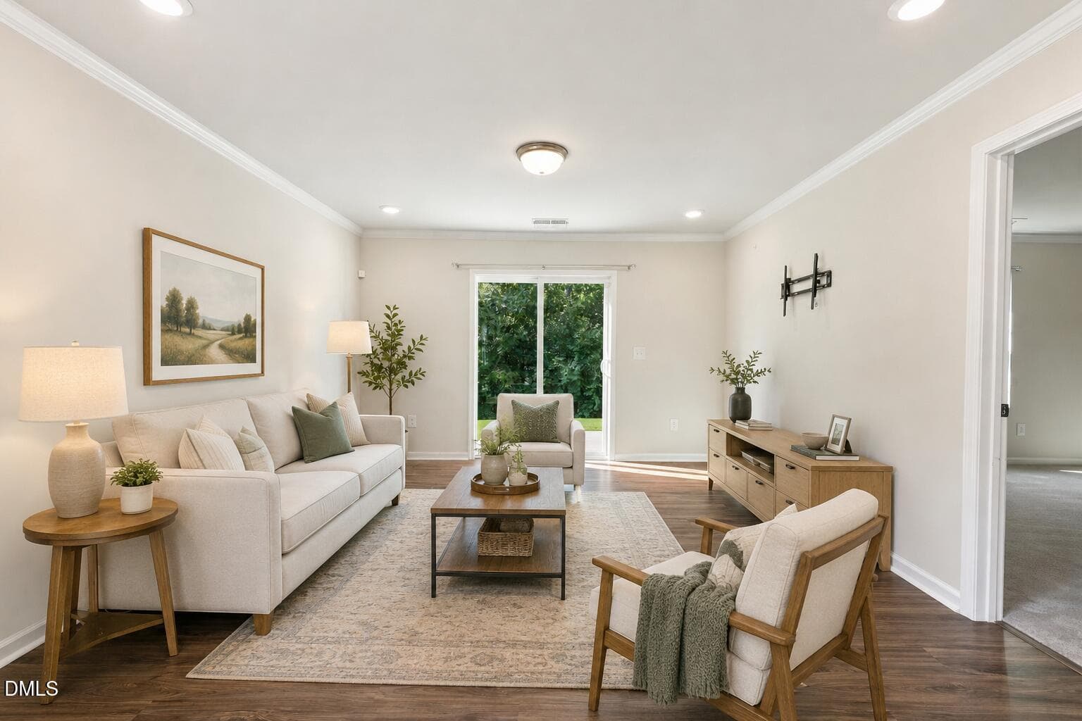 Living room digital staged - 917 Bellewood Gardens Drive, Angier, NC 27501, Angier