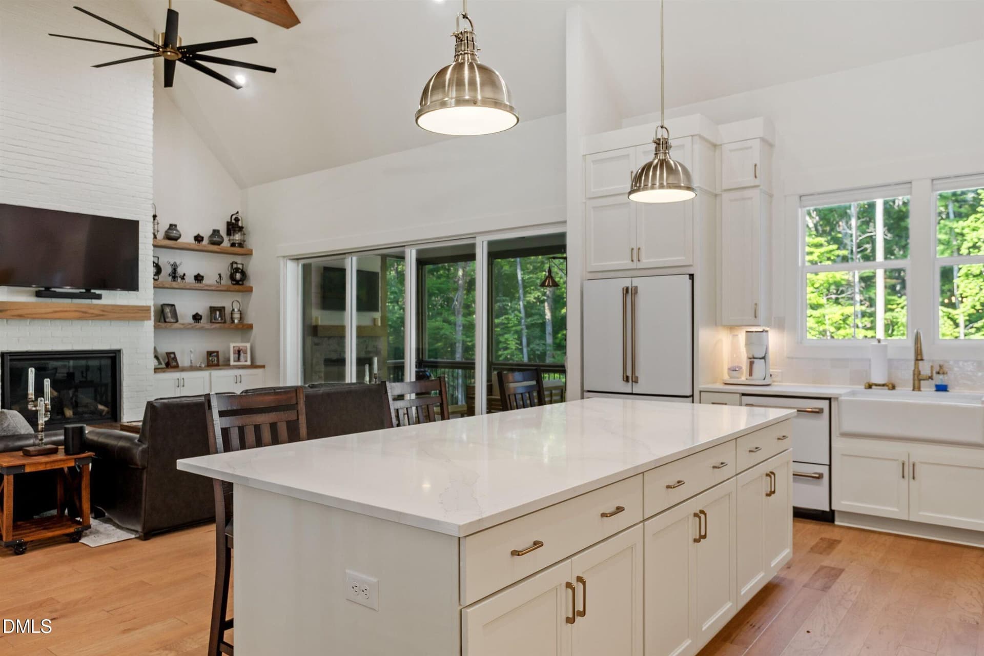 Ktichen-to-family room view - 160 Roberson Creek Road, Pittsboro, NC 27312