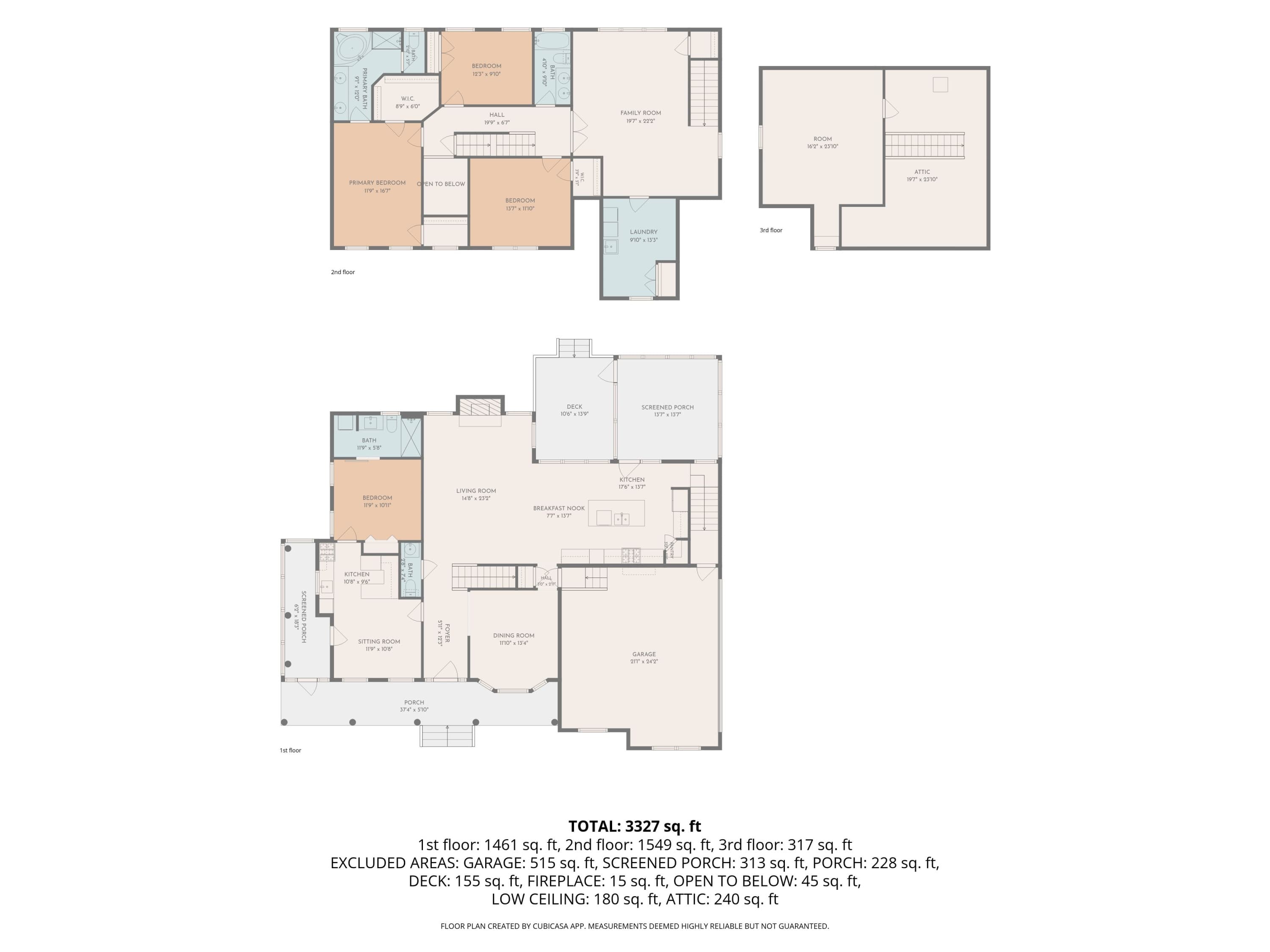 All floors plan - 3024 Whitehart Lane, Raleigh, NC 27606, Raleigh
