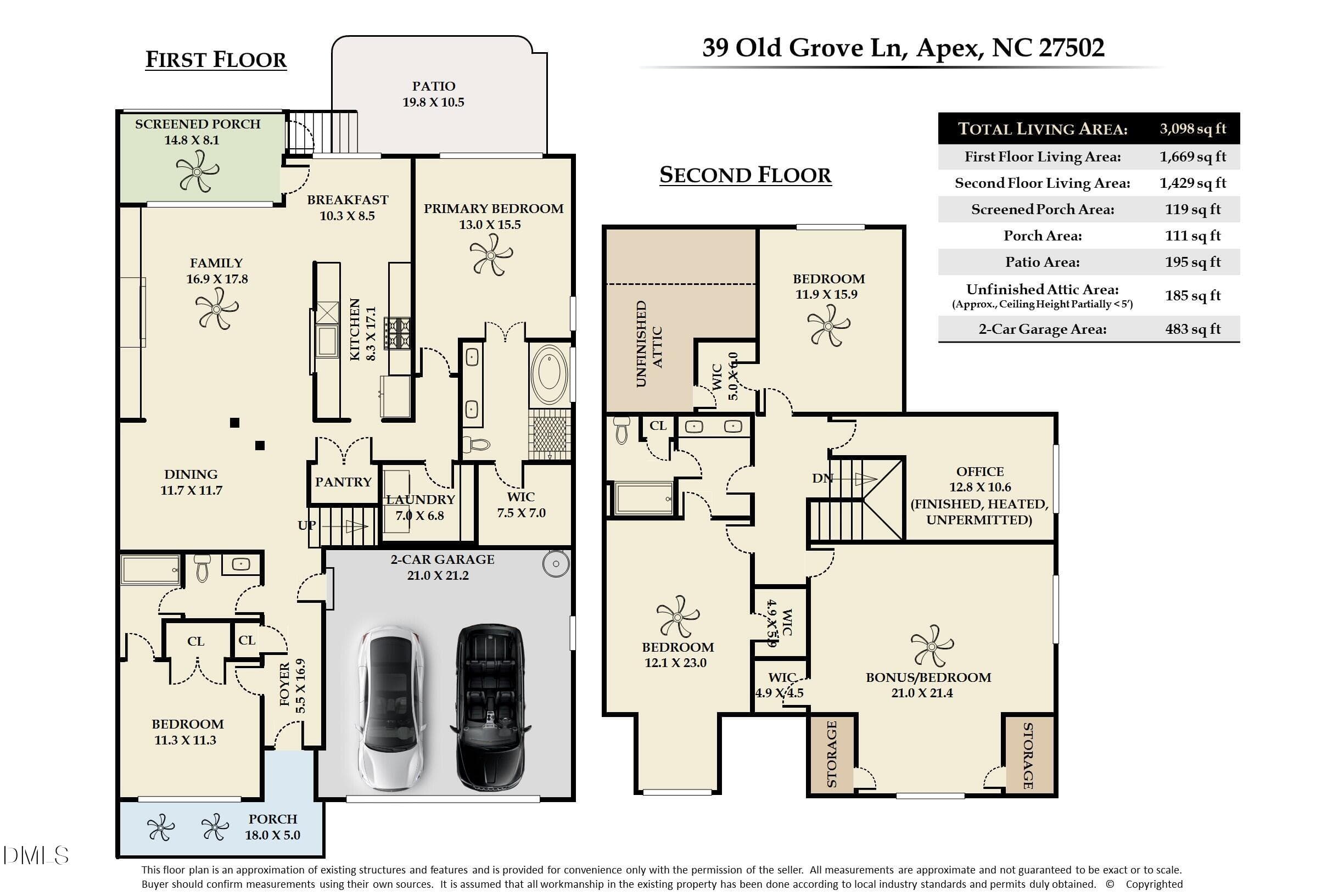 Floor Plan - MLS Photos - 4 - 39 Old Grove Lane, Apex, NC 27502, Apex