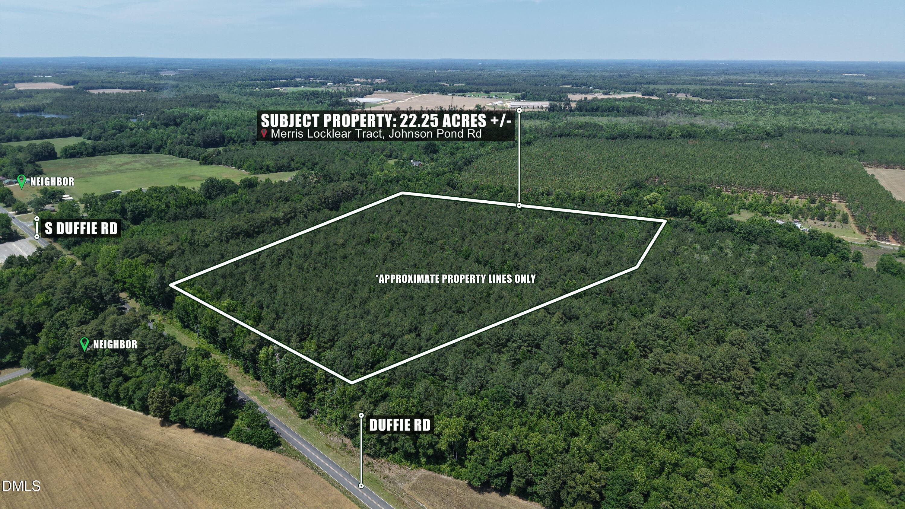 3Aerial S POV - Parcel Outline - 0 Johnson Pond Road, Red Springs, NC 28377
