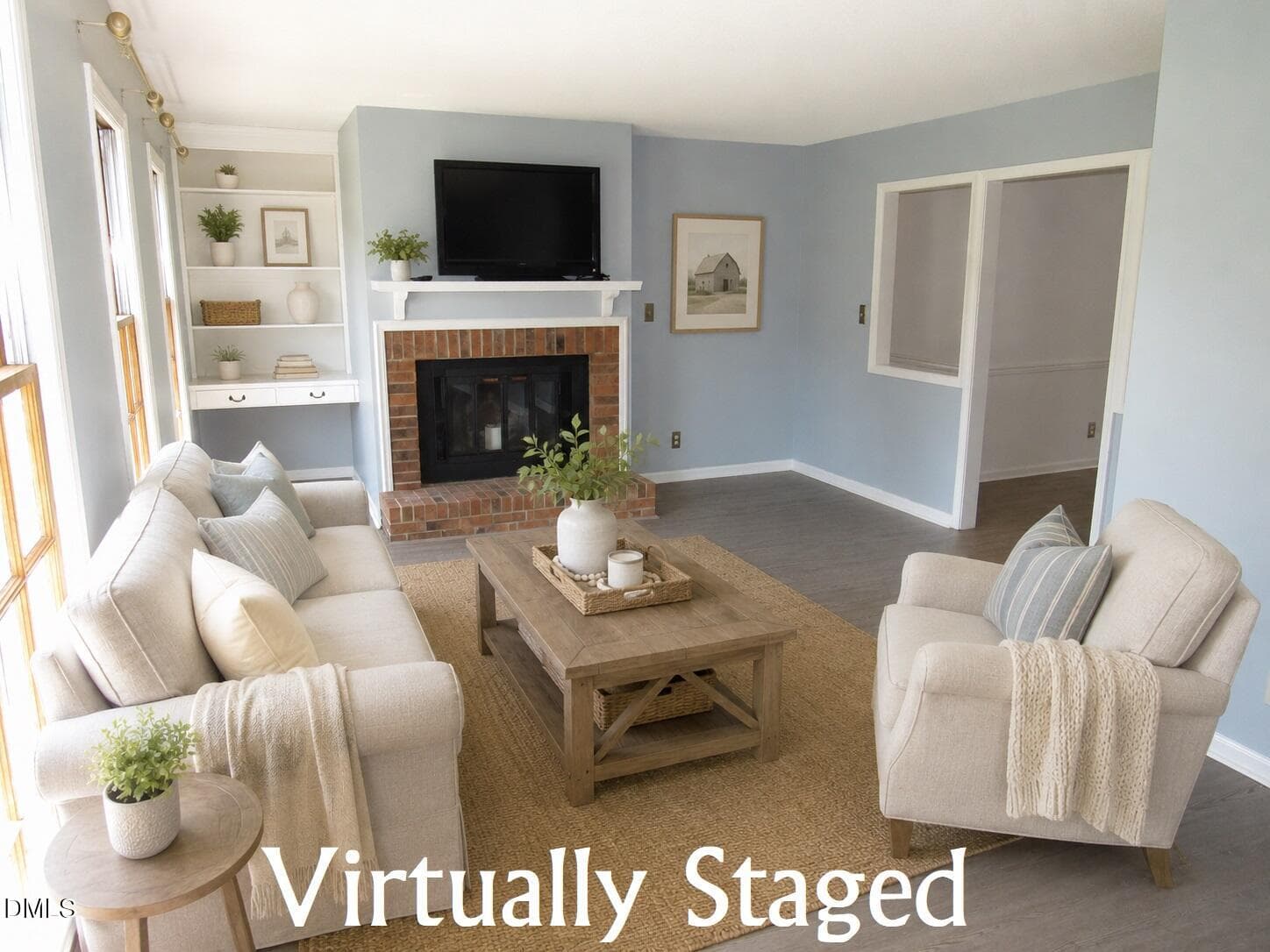 Virtually staged - living room - 1290 Spring Valley Road, Henderson, NC 27537
