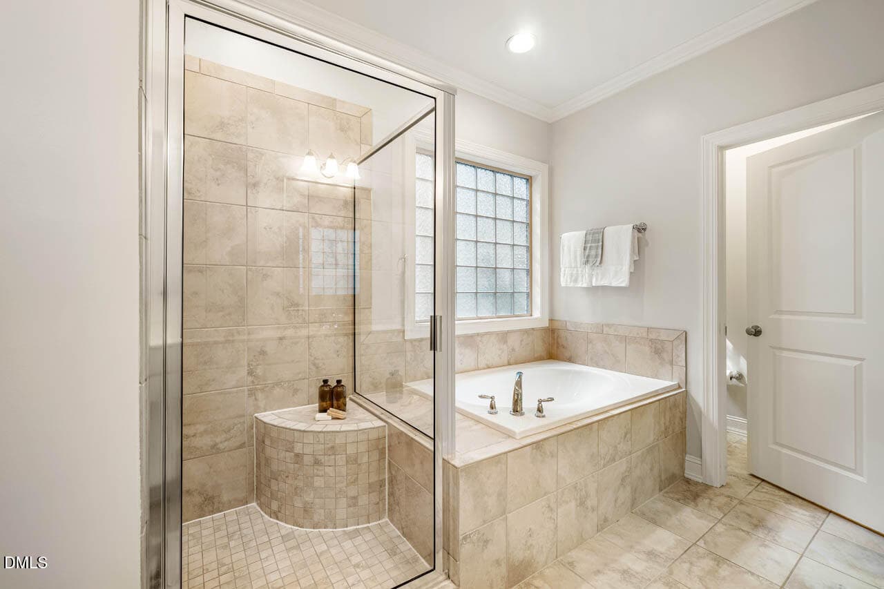 Tiled Shower & Soaking Tub - 343 Dark Forest Drive, Chapel Hill, NC 27516, Chapel Hill