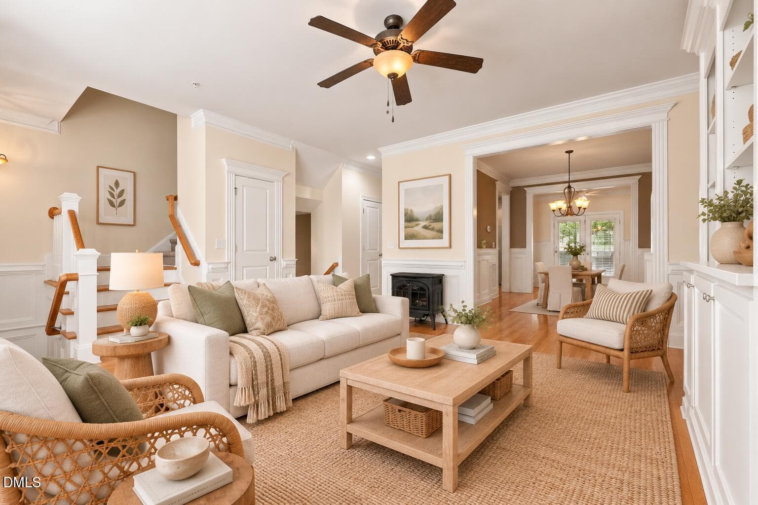 virtually staged living room - 229 Rose Walk Lane, Carrboro, NC 27510