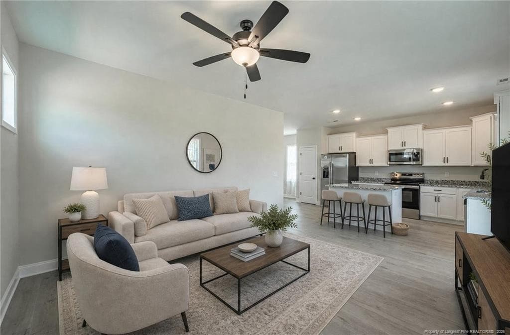 Virtual Staged Livingroom - 4198 Darroch Road, Lillington, NC 27546