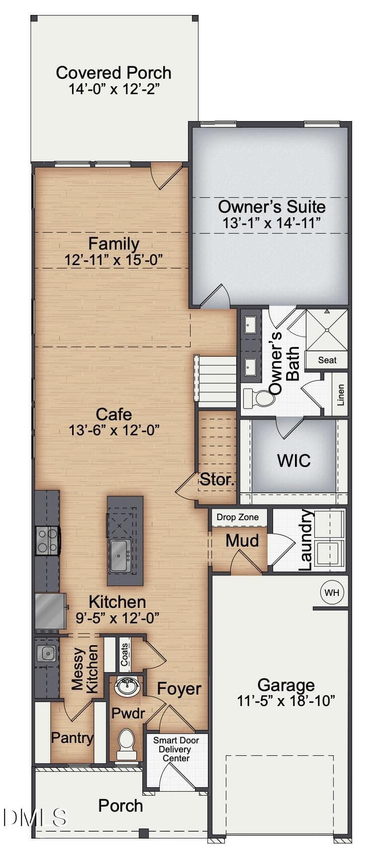 Floor Plan - Main Level - 61 Bethea Pond Court, Lillington, NC 27546