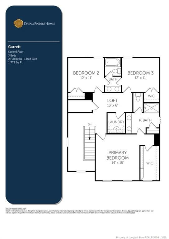 Floor Plan - Second Floor - 102 Stone Creek (Lot 13) Drive, Coats, NC 27521