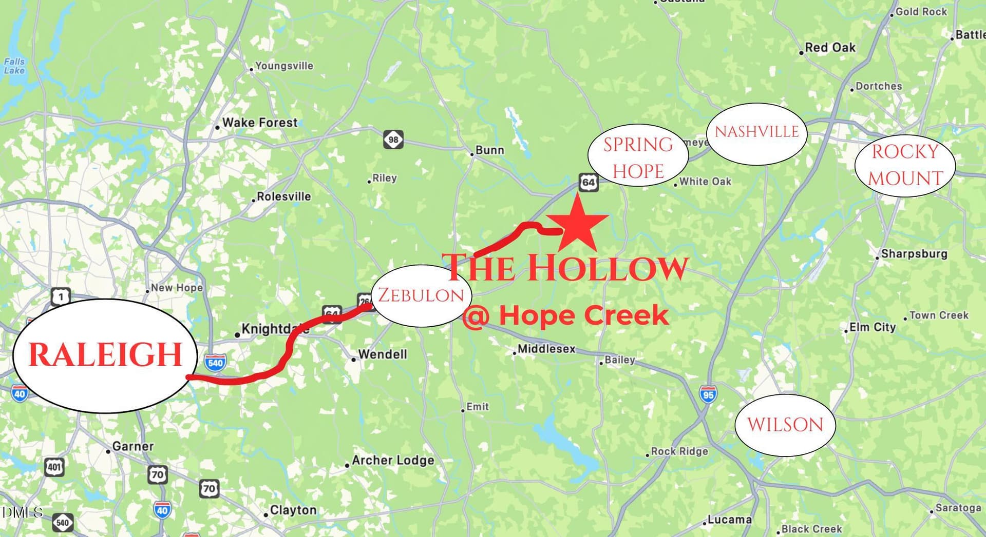 THE HOLLOW AREA MAP - Lot 1 Hope Creek Trail, Spring Hope, NC 27882