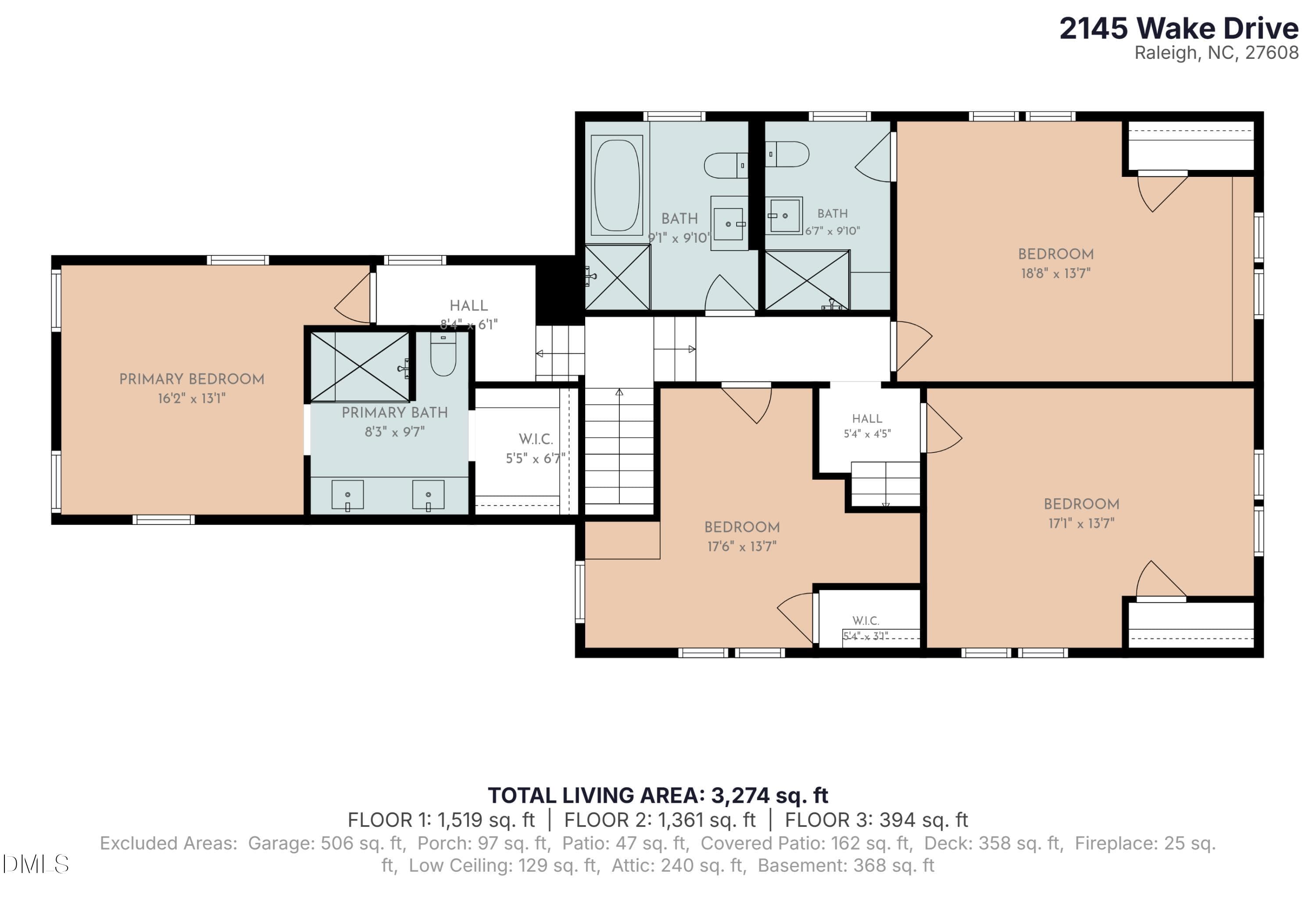 Second floor plan - 2145 Wake Drive, Raleigh, NC 27608, Raleigh
