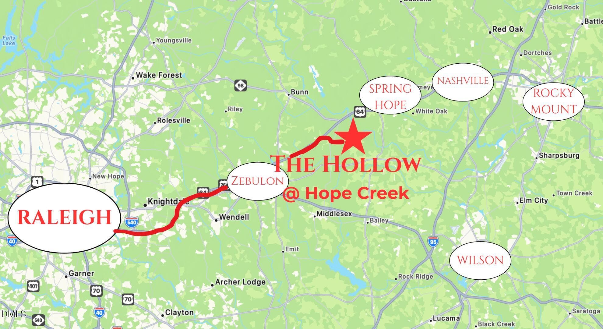 THE HOLLOW AREA MAP - Lot 10 Hope Creek Trail, Spring Hope, NC 27882