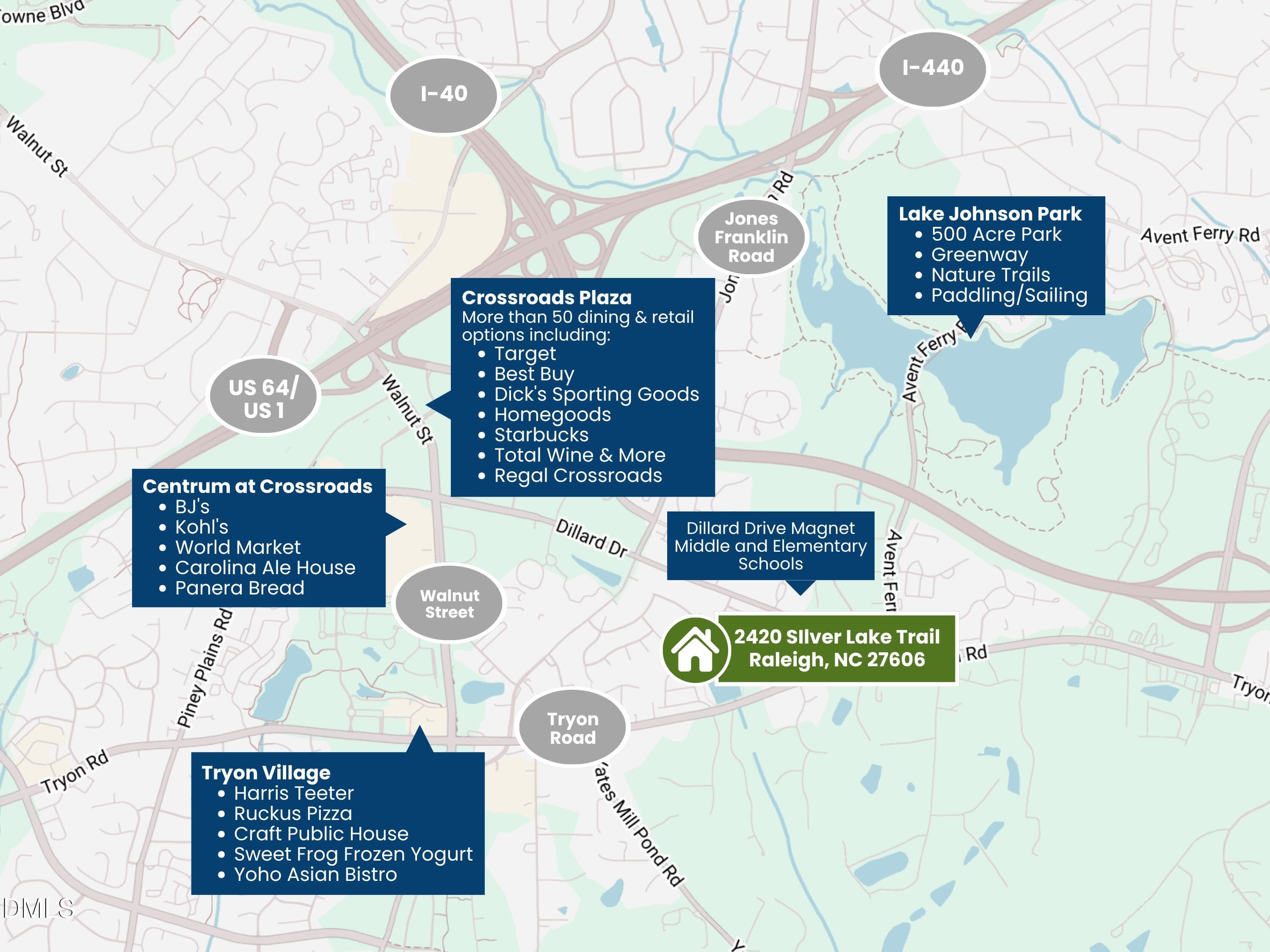 Area Map - 2420 Silver Lake - 2420 Silver Lake Trail, Raleigh, NC 27606, Raleigh