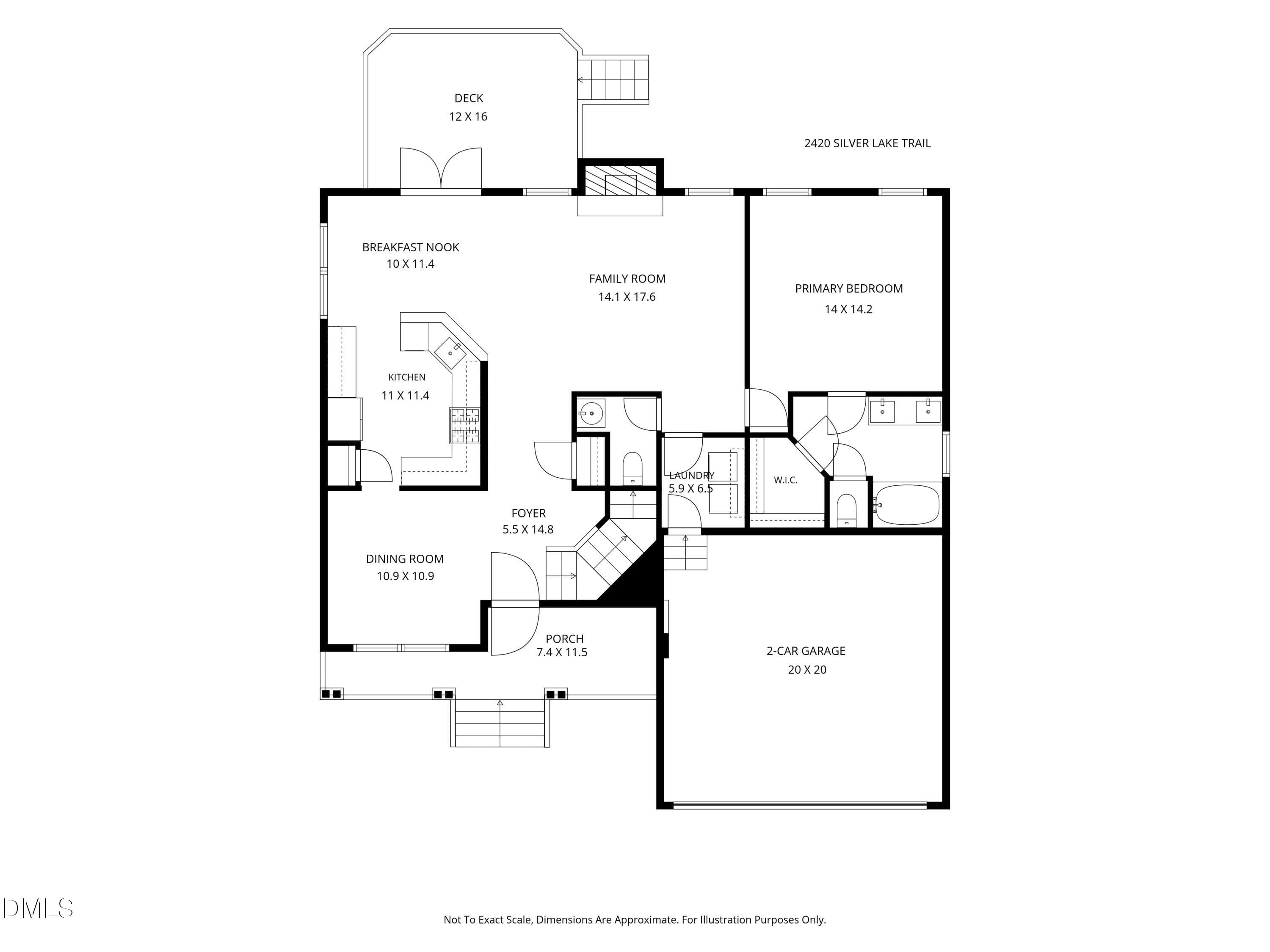 Floor Plan - 1st Floor - 2420 Silver Lak - 2420 Silver Lake Trail, Raleigh, NC 27606, Raleigh
