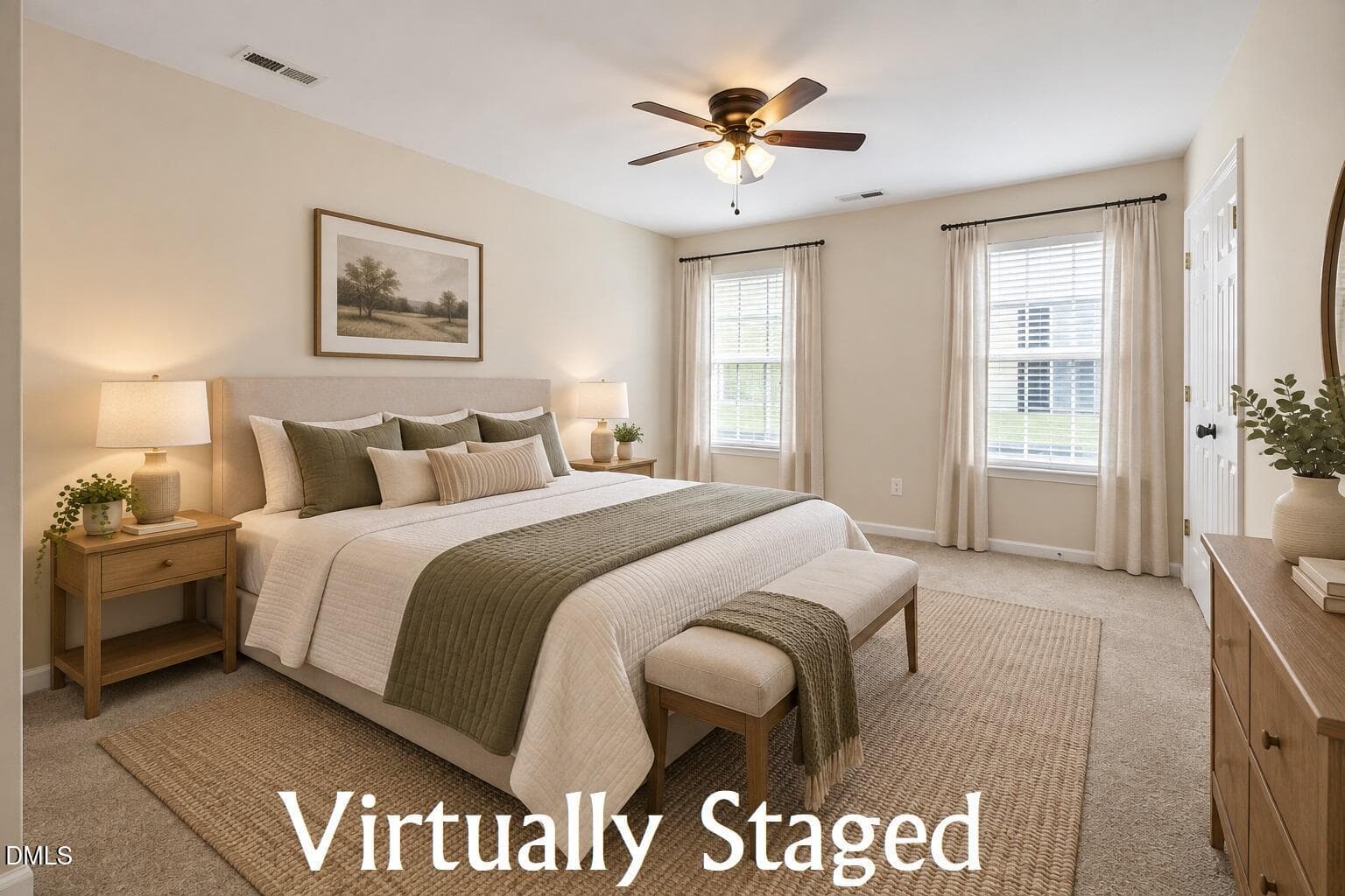 Primary bedroom - virtually staged - 1327 Legacy Greene Avenue, Wake Forest, NC 27587, Wake Forest