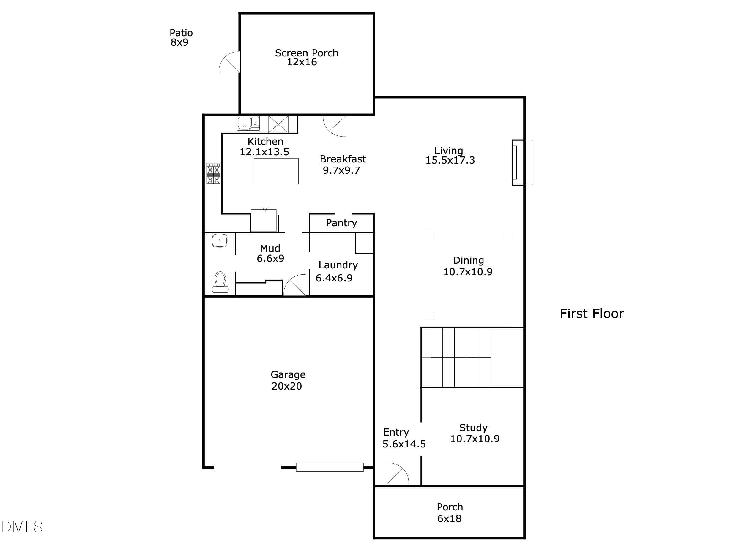 1st Floor Layout - 343 Dark Forest Drive, Chapel Hill, NC 27516, Chapel Hill