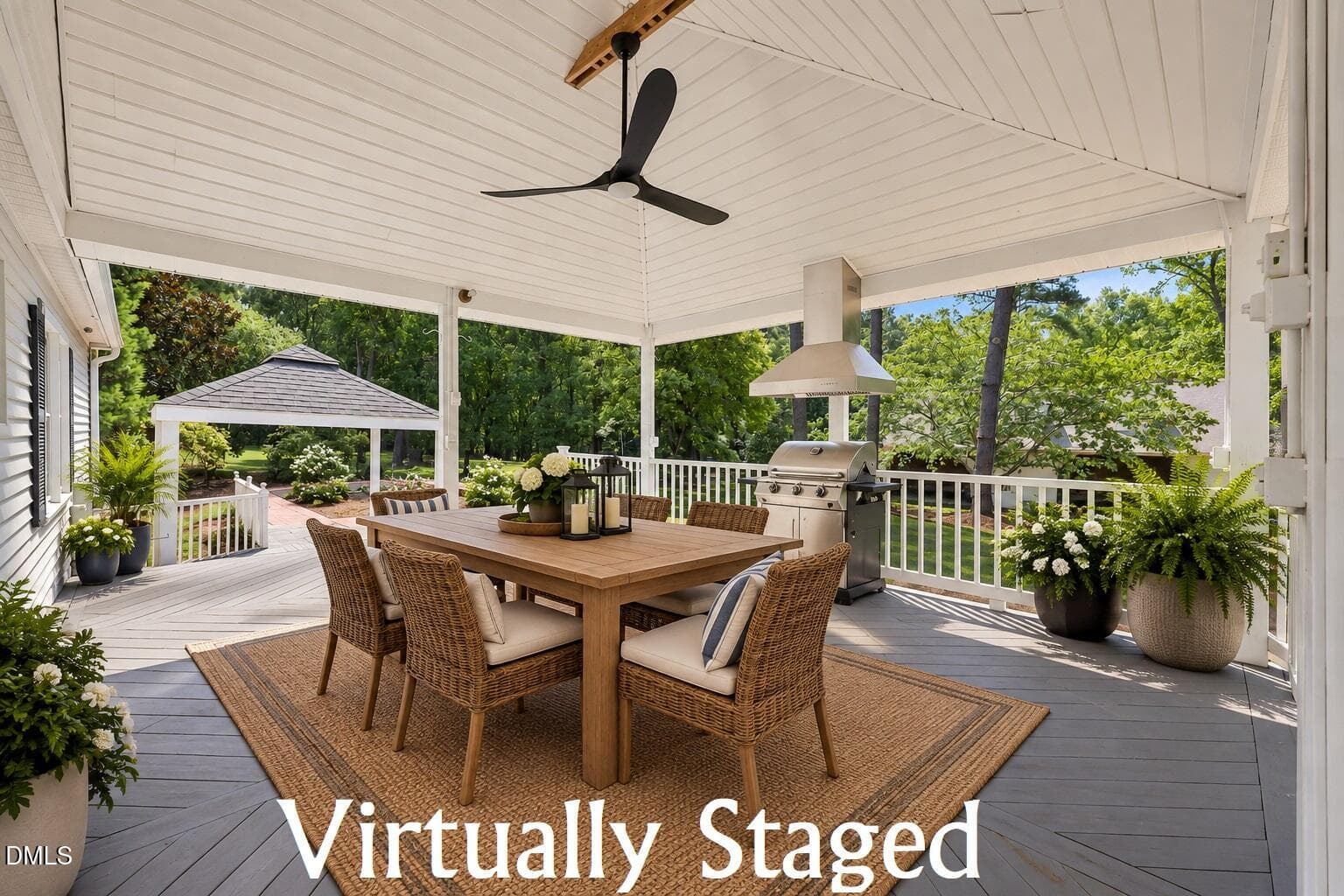 Covered porch - virtually staged - 3590 Tom Hunt Road, Oxford, NC 27565