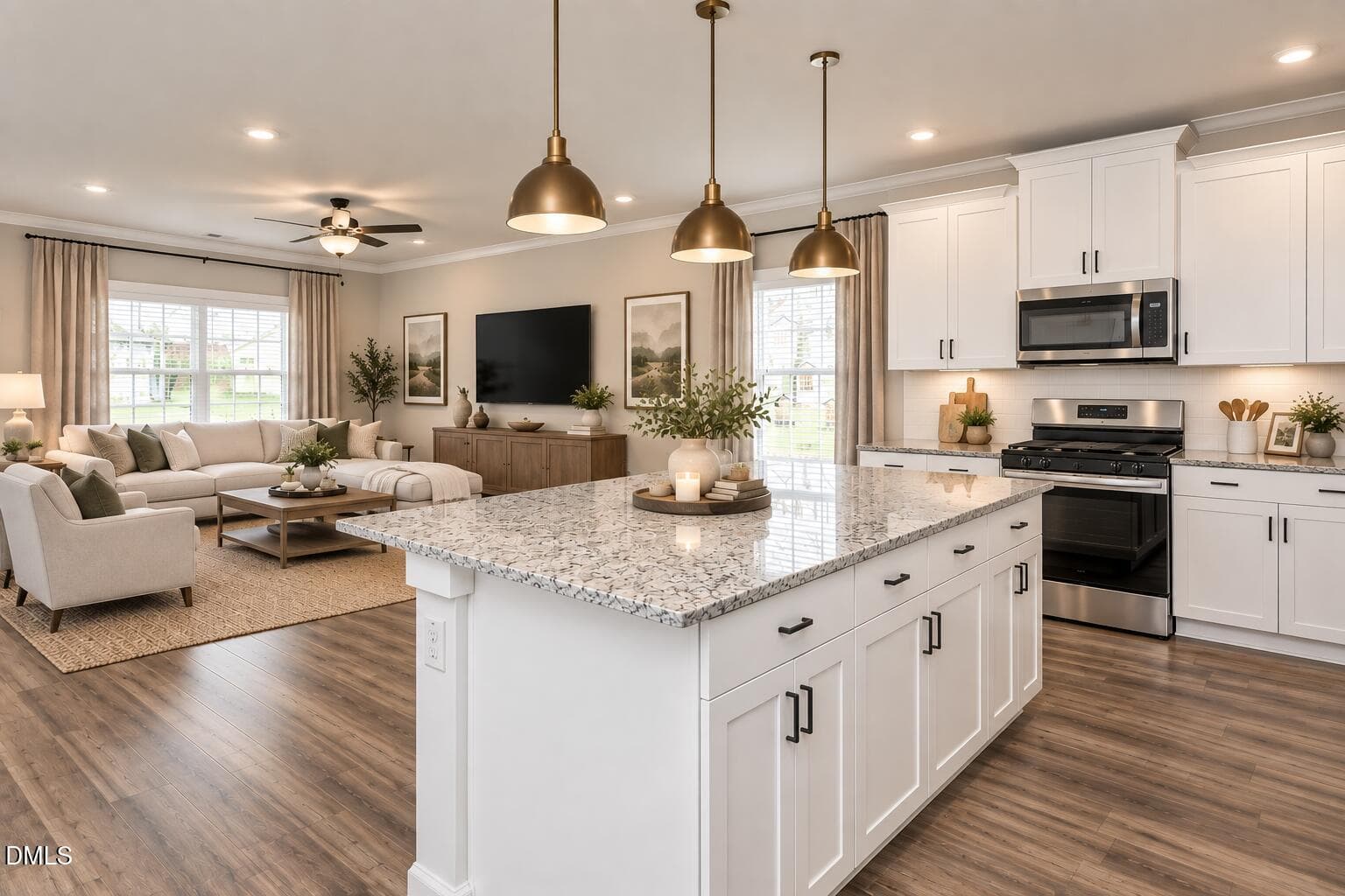Rolen kitchen and living room - 220 Custer Drive, Mebane, NC 27302, Mebane