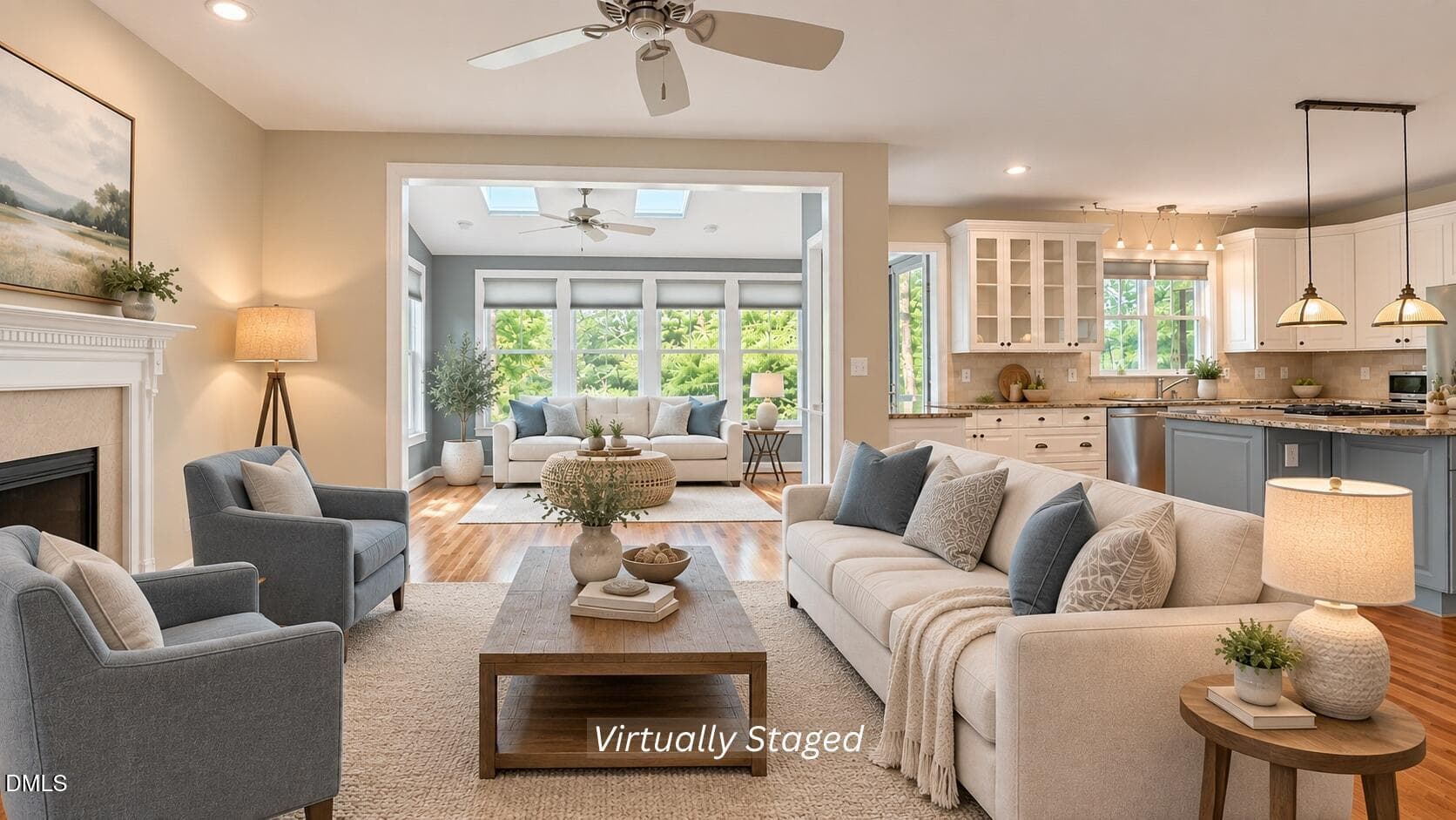 Living Room Virtually Staged - 108 Agassi Court, Cary, NC 27511, Cary