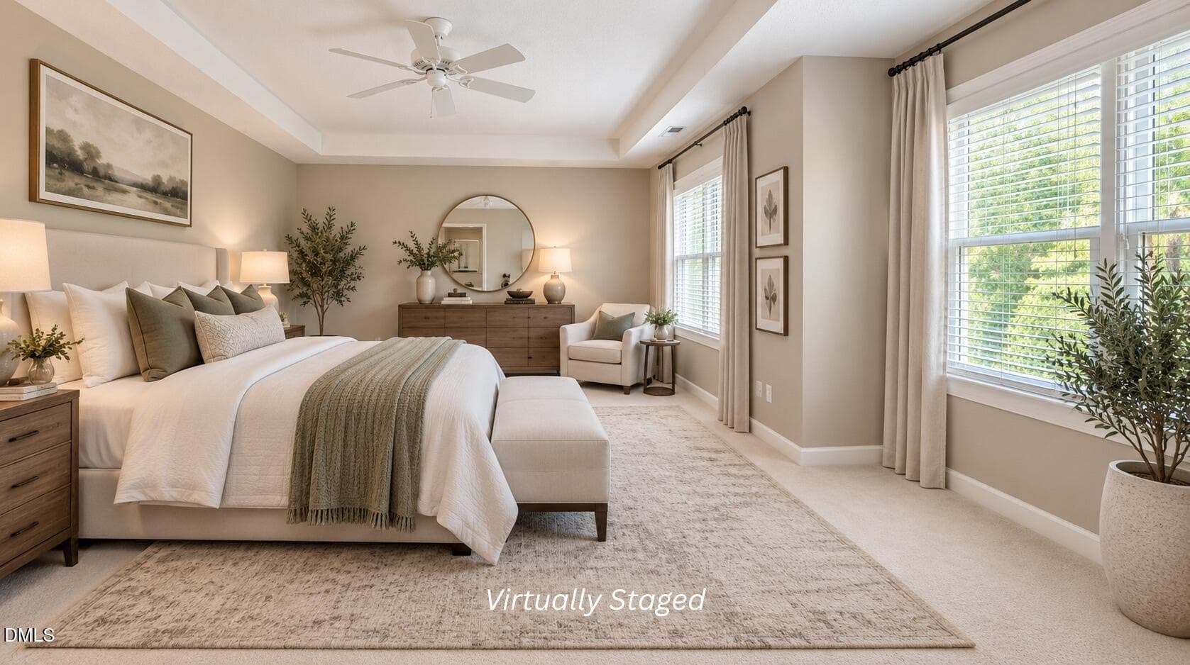 Primary Bedroom Virtually Staged - 108 Agassi Court, Cary, NC 27511, Cary