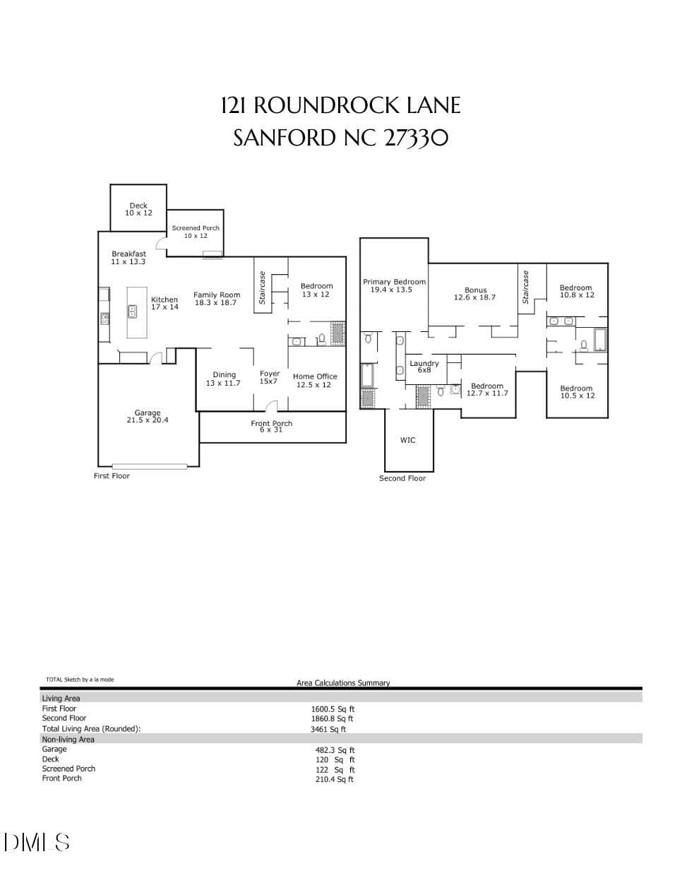 121 Roundrock Ln - Floor Plan - Measurem - 121 Roundrock Lane, Sanford, NC 27330