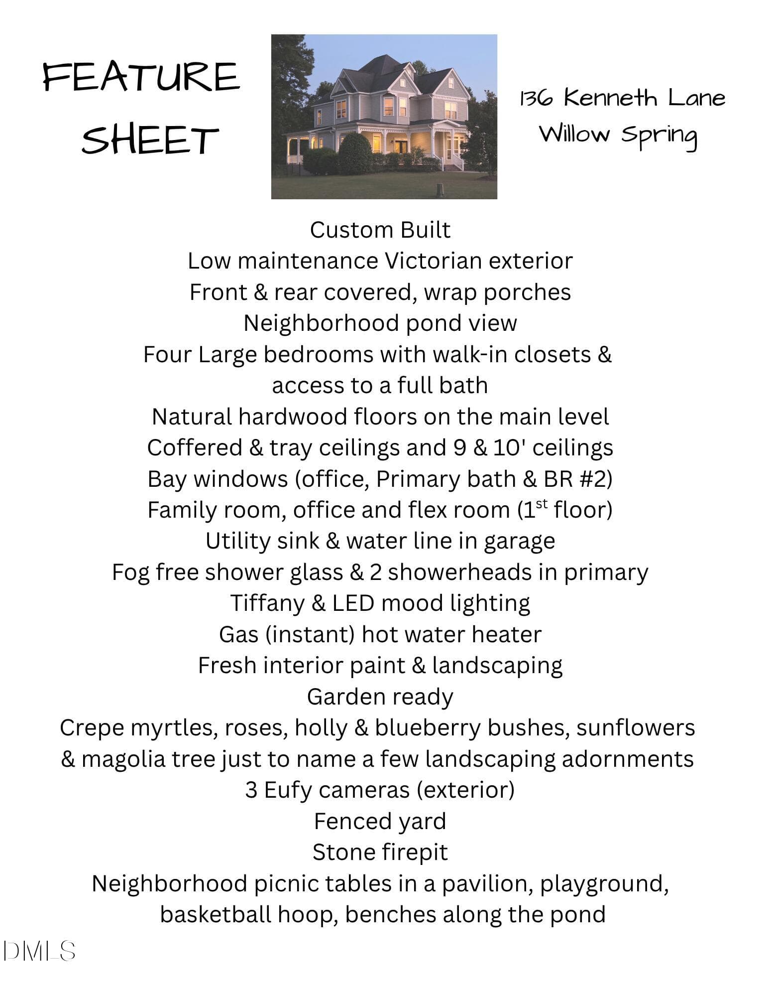 feature sheet sept 10 - 136 Kenneth Lane, Willow Springs, NC 27592, Willow Springs