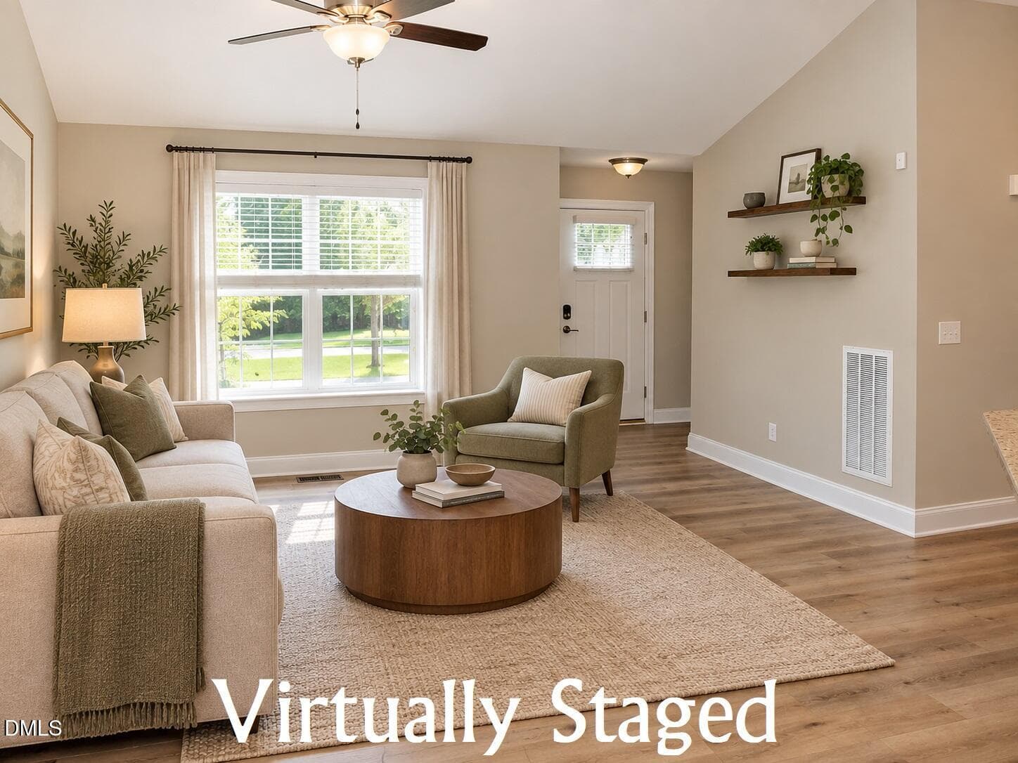 Living room - virtually staged - 104 Woodbine Drive, Louisburg, NC 27549, Louisburg