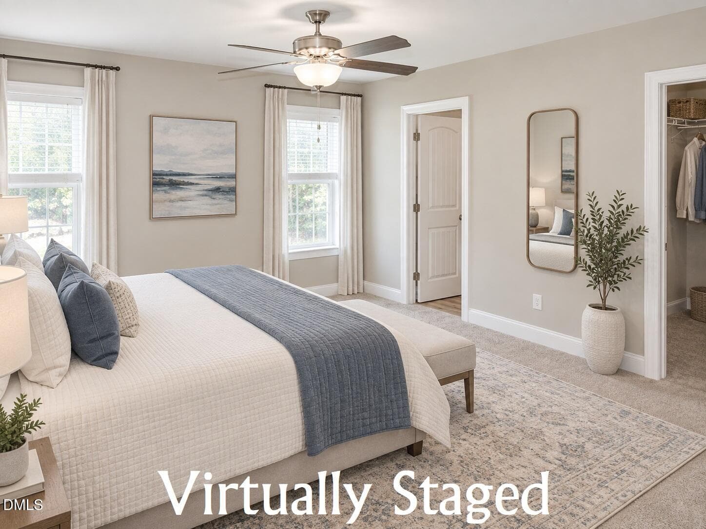 Primary bedroom - virtually staged - 104 Woodbine Drive, Louisburg, NC 27549, Louisburg