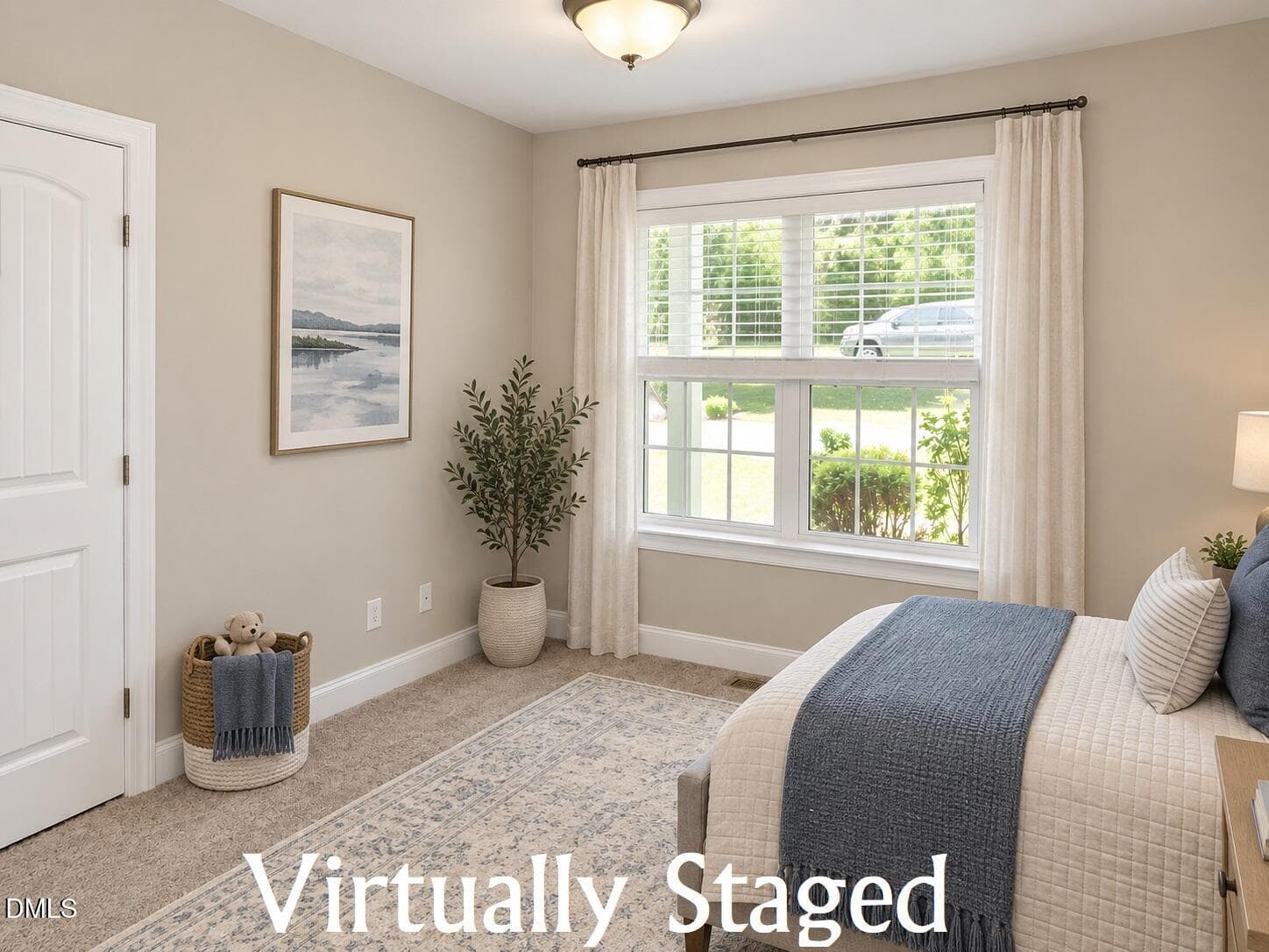 Guest bedroom - virtually staged - 104 Woodbine Drive, Louisburg, NC 27549, Louisburg