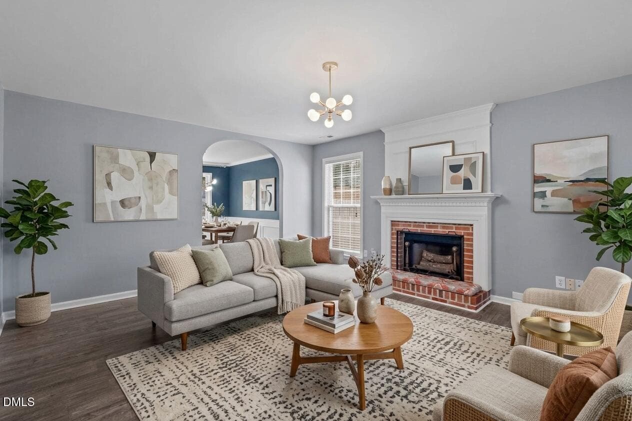 Virtually Staged Living Room - 715 Bellmeade Bay Drive, Durham, NC 27703, Durham