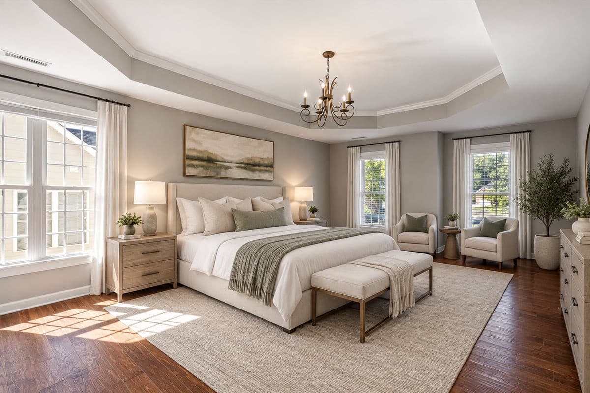 Virtually Staged Primary Bedroom - 205 Palafox Drive, Chapel Hill, NC 27516, Chapel Hill