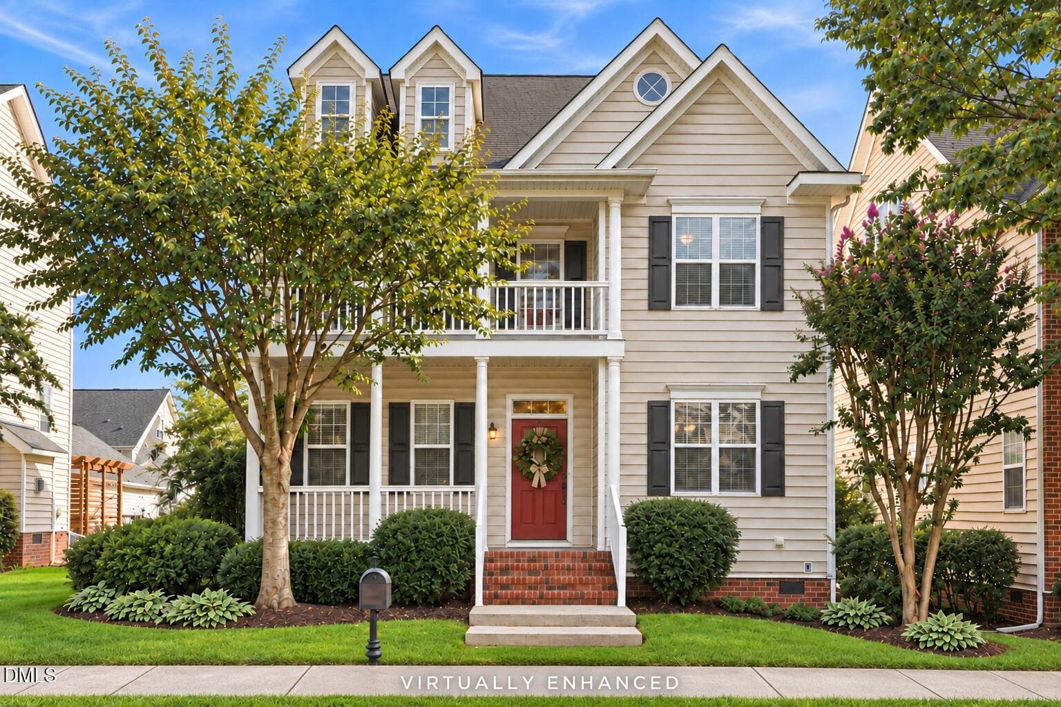 Front Exterior Virtually Enhanced - 213 Butterbiggins Lane, Apex, NC 27539