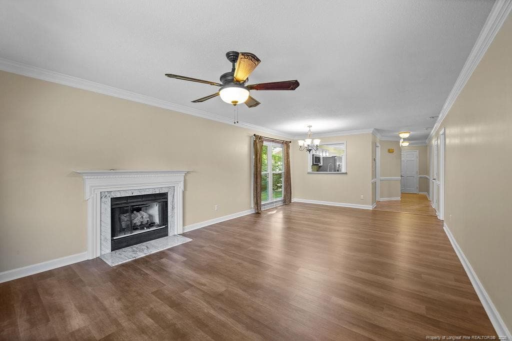 Gas fireplace with marble hearth - 300 Ayrshire Court, Fayetteville, NC 28311, Fayetteville