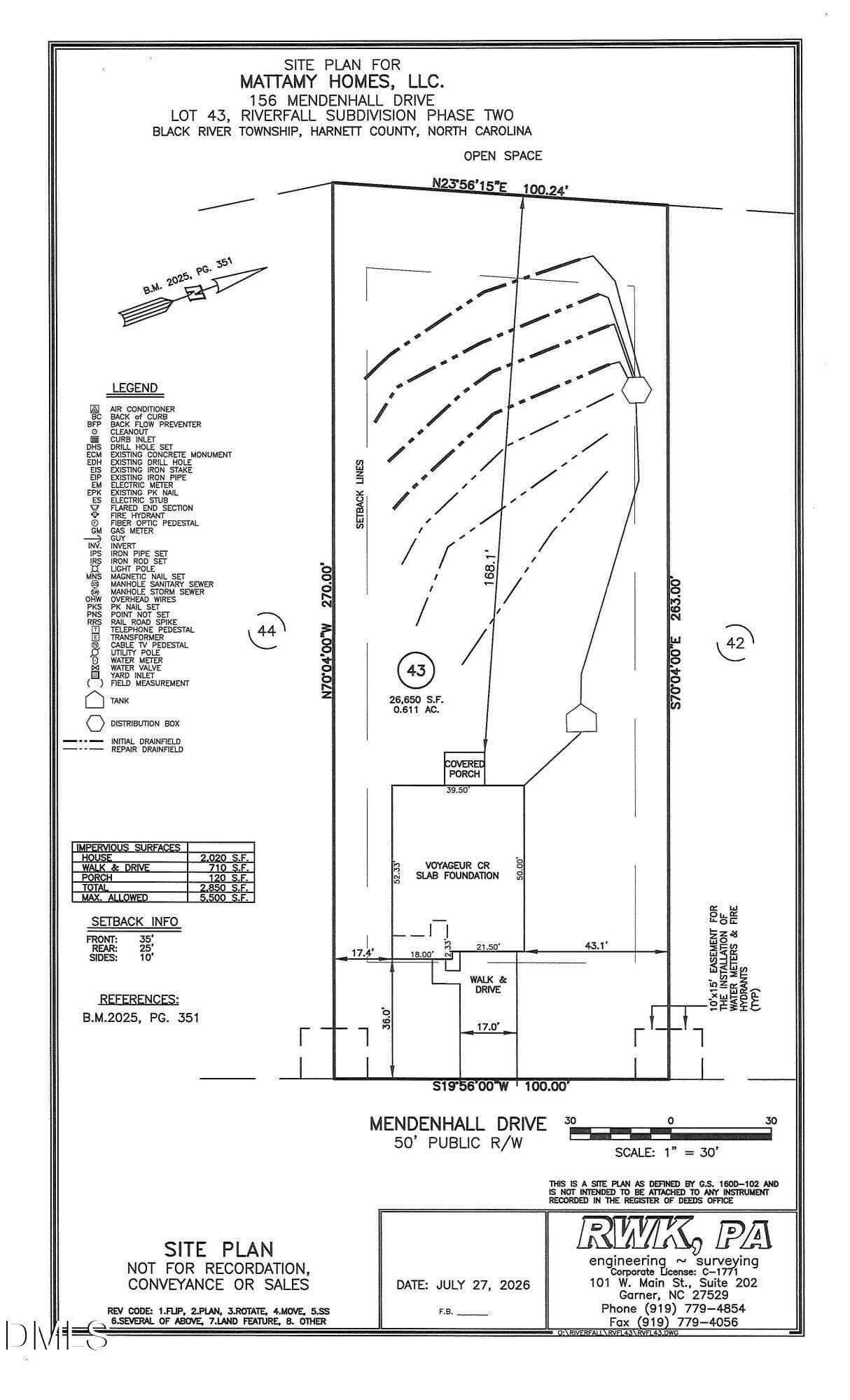 43 RVF - Plot Plan - 156 Mendenhall Drive, Angier, NC 27501, Angier