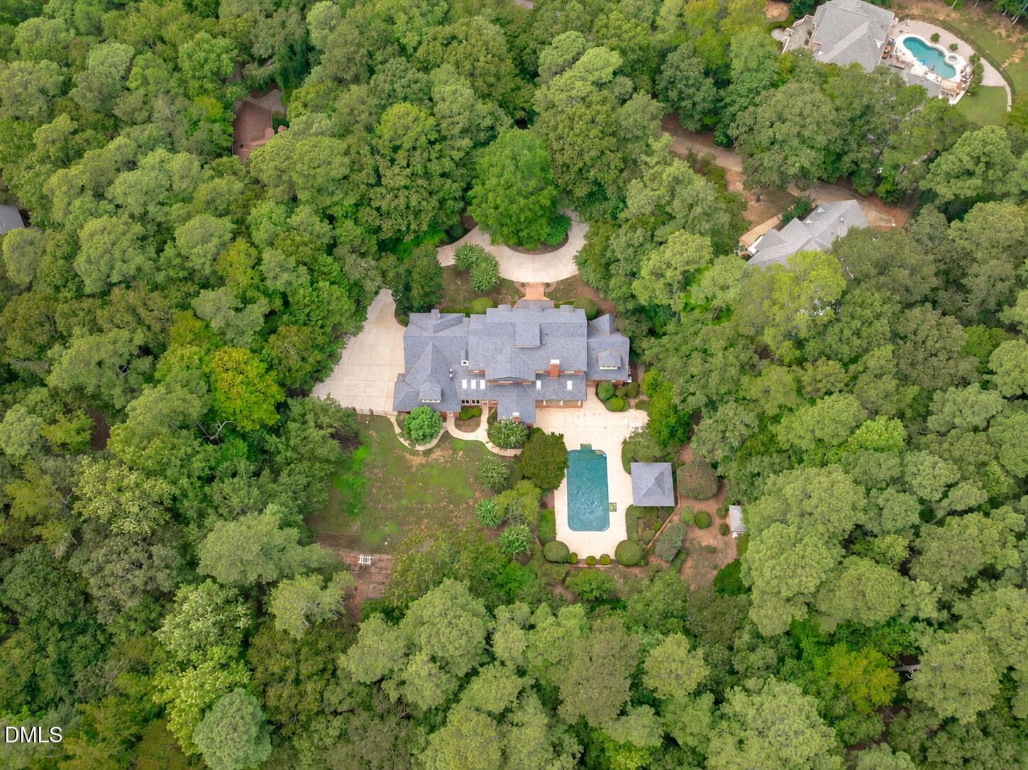 Aerial 6 - clear pool water - 11204 Trescott Court, Raleigh, NC 27614