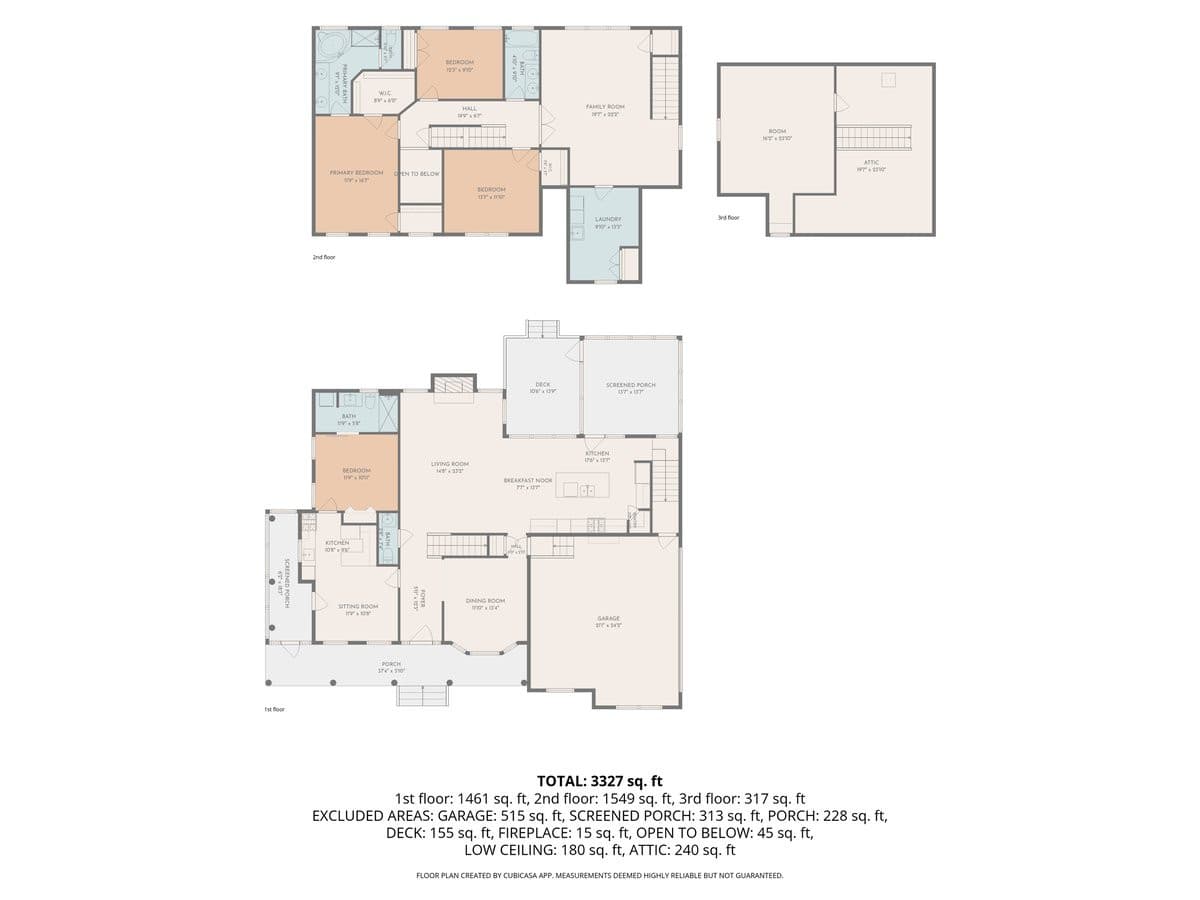 All floors plan - 3024 Whitehart Lane, Raleigh, NC 27606