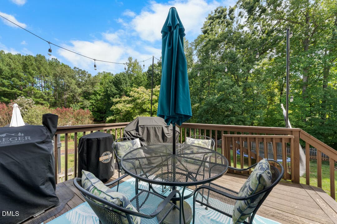 Deck overlooks fenced yard - 5609 Paces Ferry Drive, Durham, NC 27712