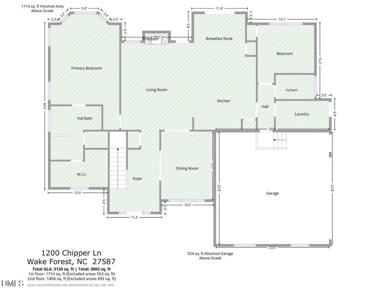 1st floor plan - 1200 Chipper Lane, Wake Forest, NC 27587