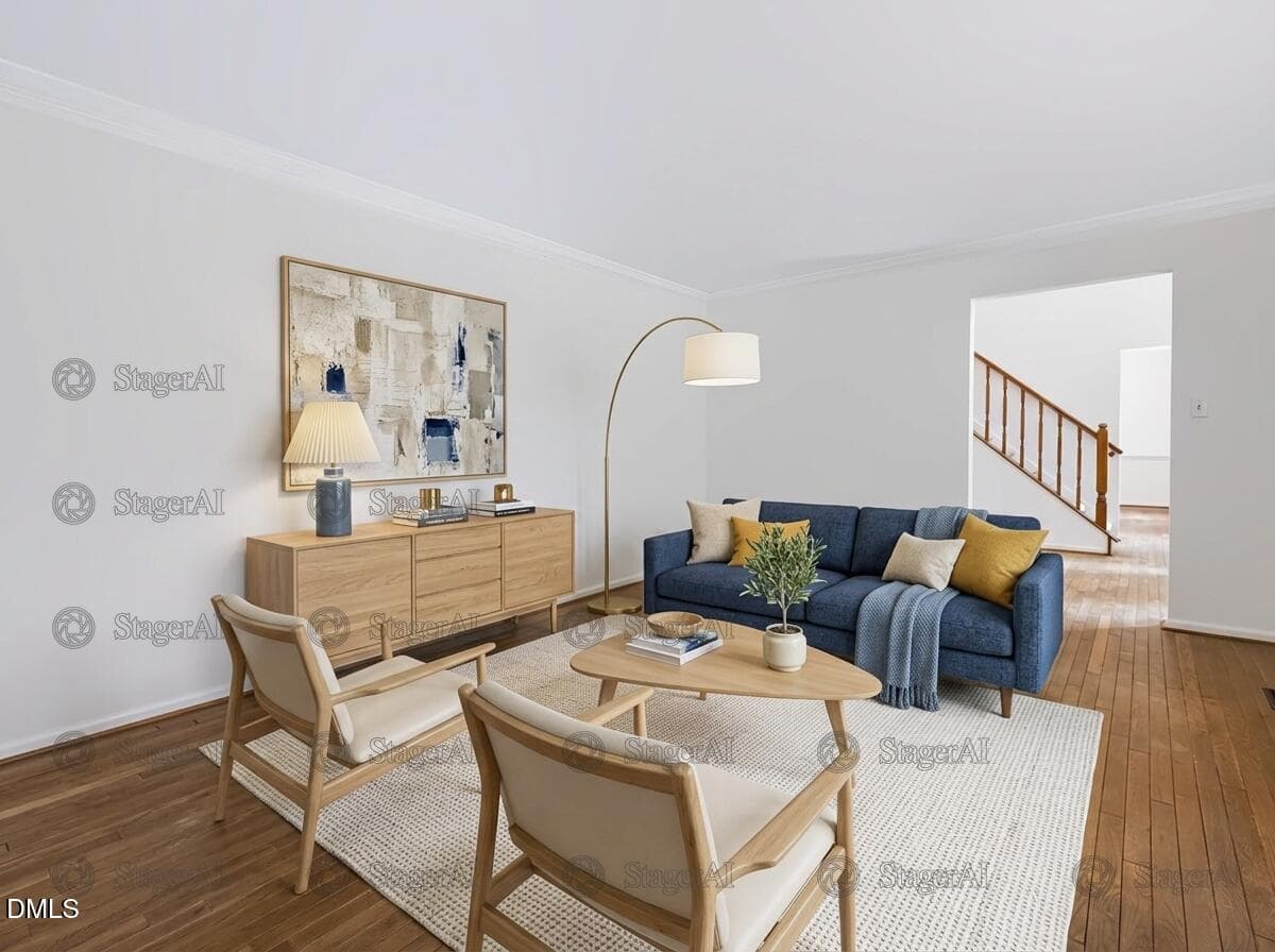 10.1-Living Room staged - 106 Foscoe Lane, Cary, NC 27513
