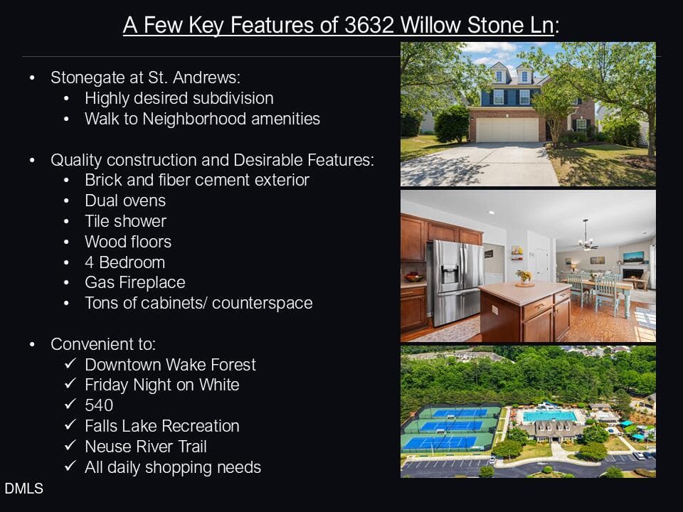 features for 1st pic - 3632 Willow Stone Lane, Wake Forest, NC 27587
