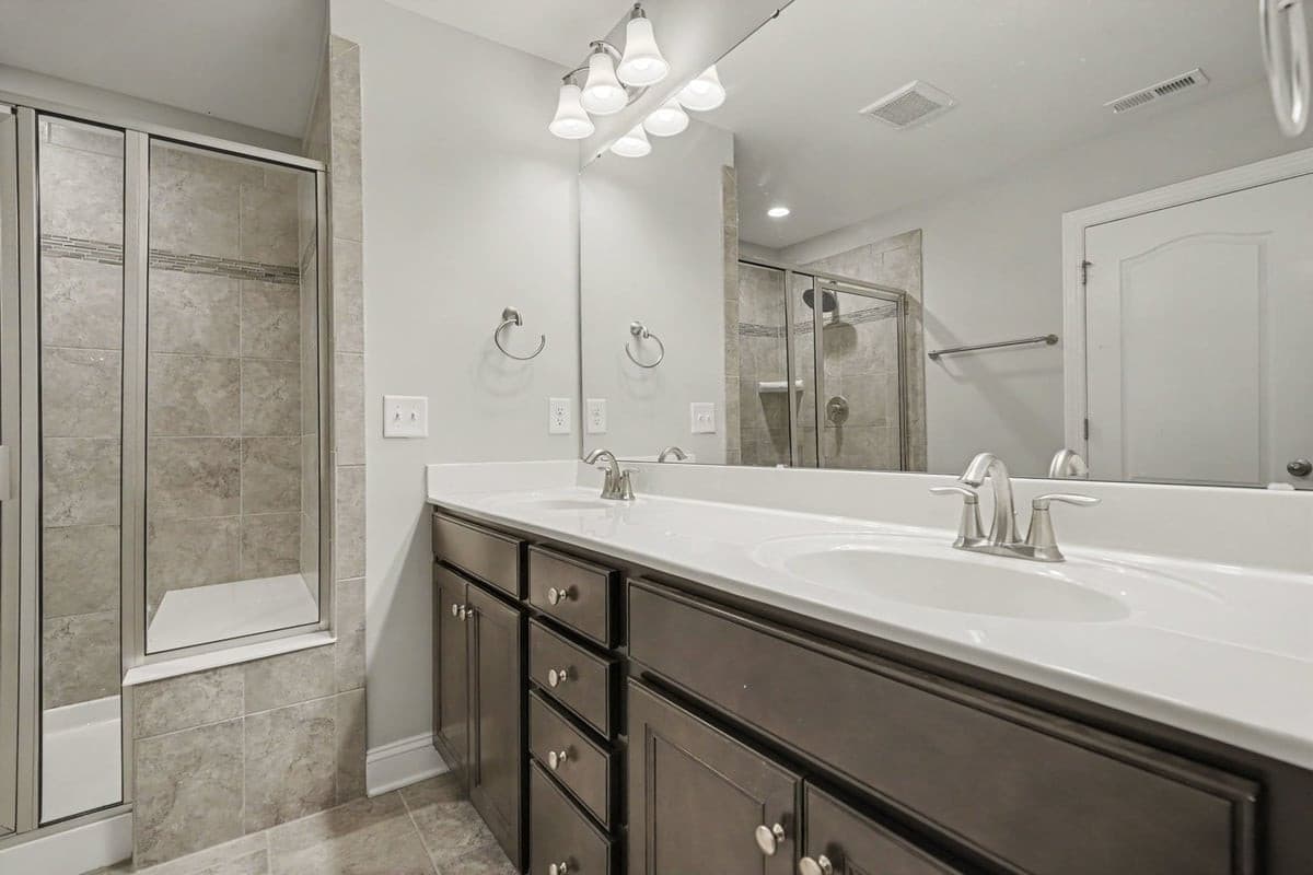Primary bath, spacious twin vanity - 1115 Lotus Lilly Drive, Durham, NC 27713