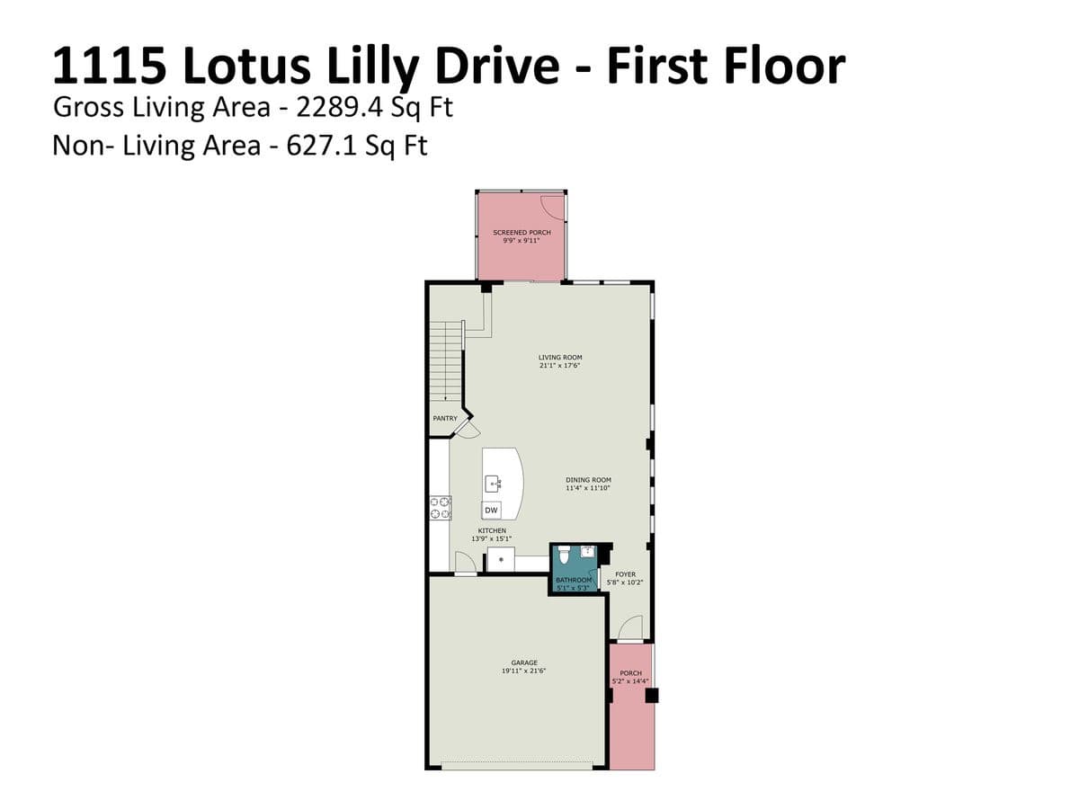 Floor plan 1st floor - 1115 Lotus Lilly Drive, Durham, NC 27713